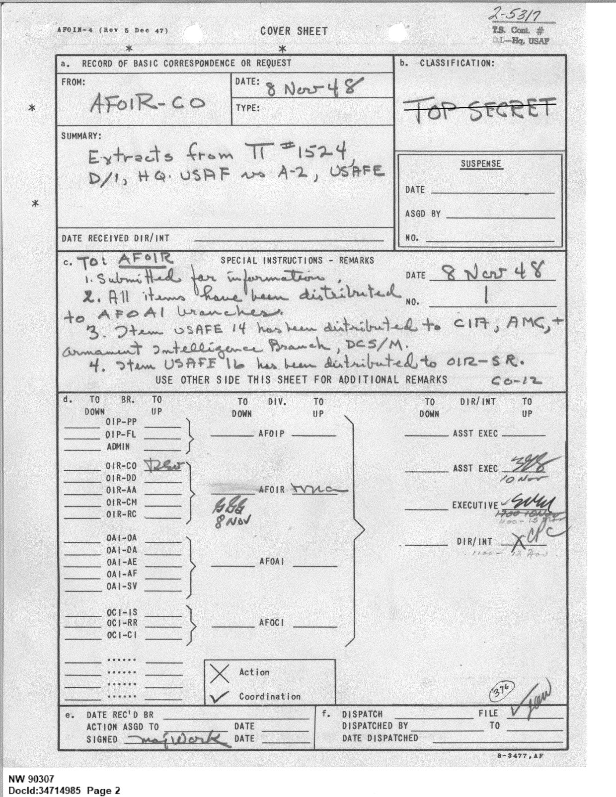 341 110448 Records Relating to the Collection and Dissemination of Intelligence 1948-1955-TS CONT No.2 2-5300-2-5399 — page 2