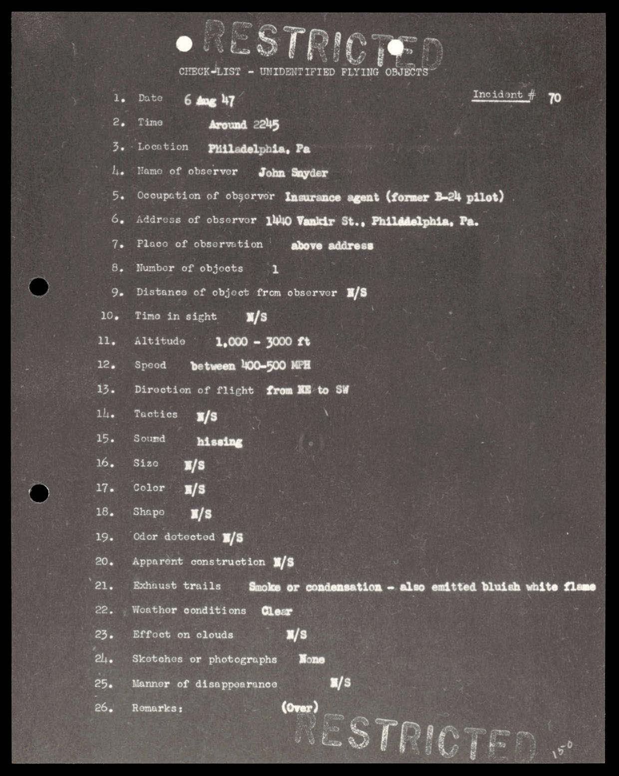 38 143685 box7 Incident Summaries 1-100 — page 151