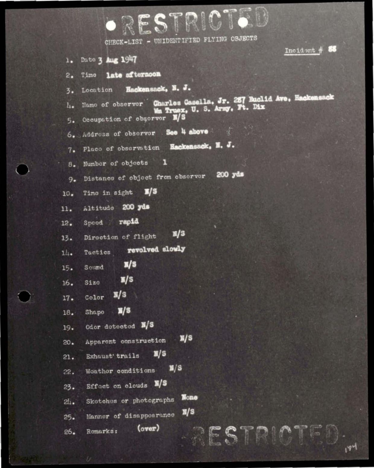 38 143685 box7 Incident Summaries 1-100 — page 185