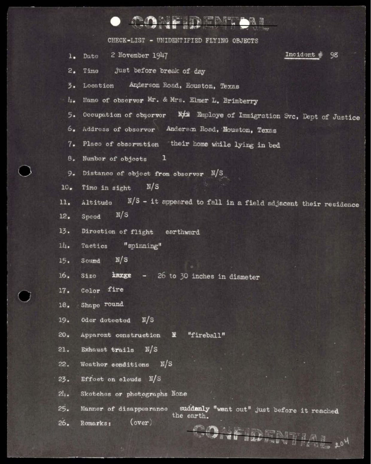 38 143685 box7 Incident Summaries 1-100 — page 205