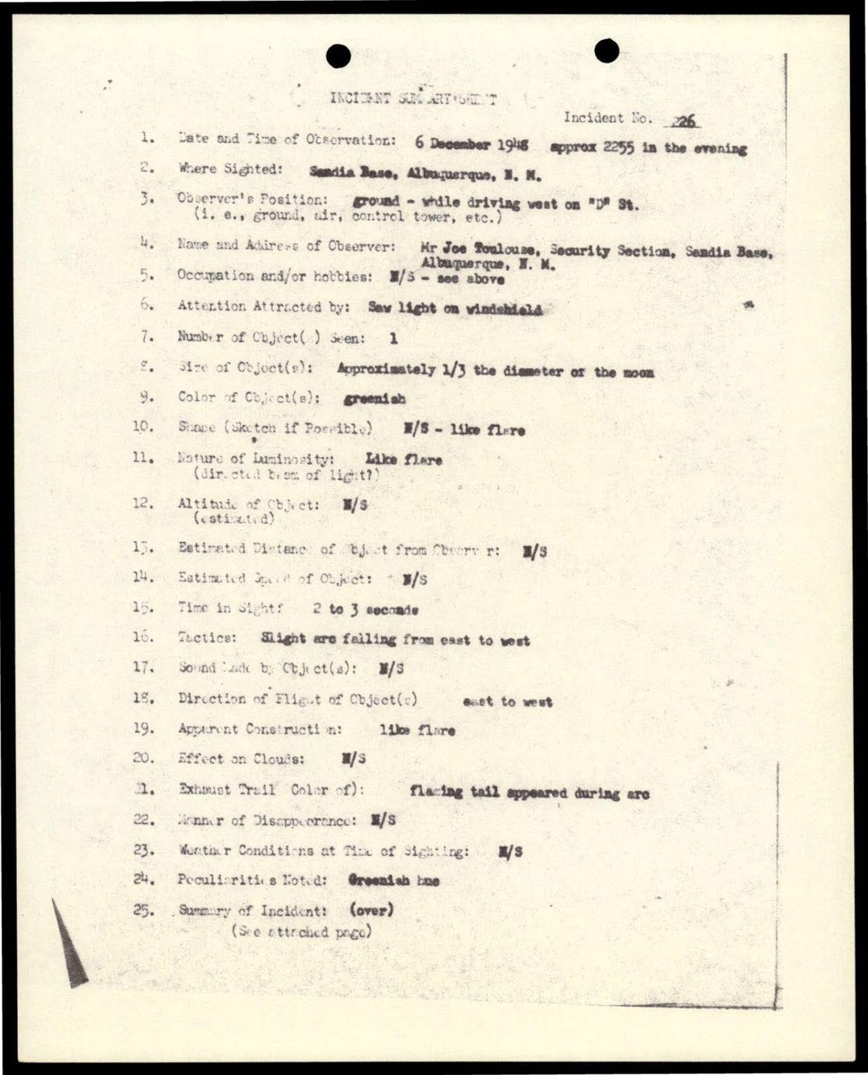 38 143685 box7 Incident Summaries 173-233 — page 124