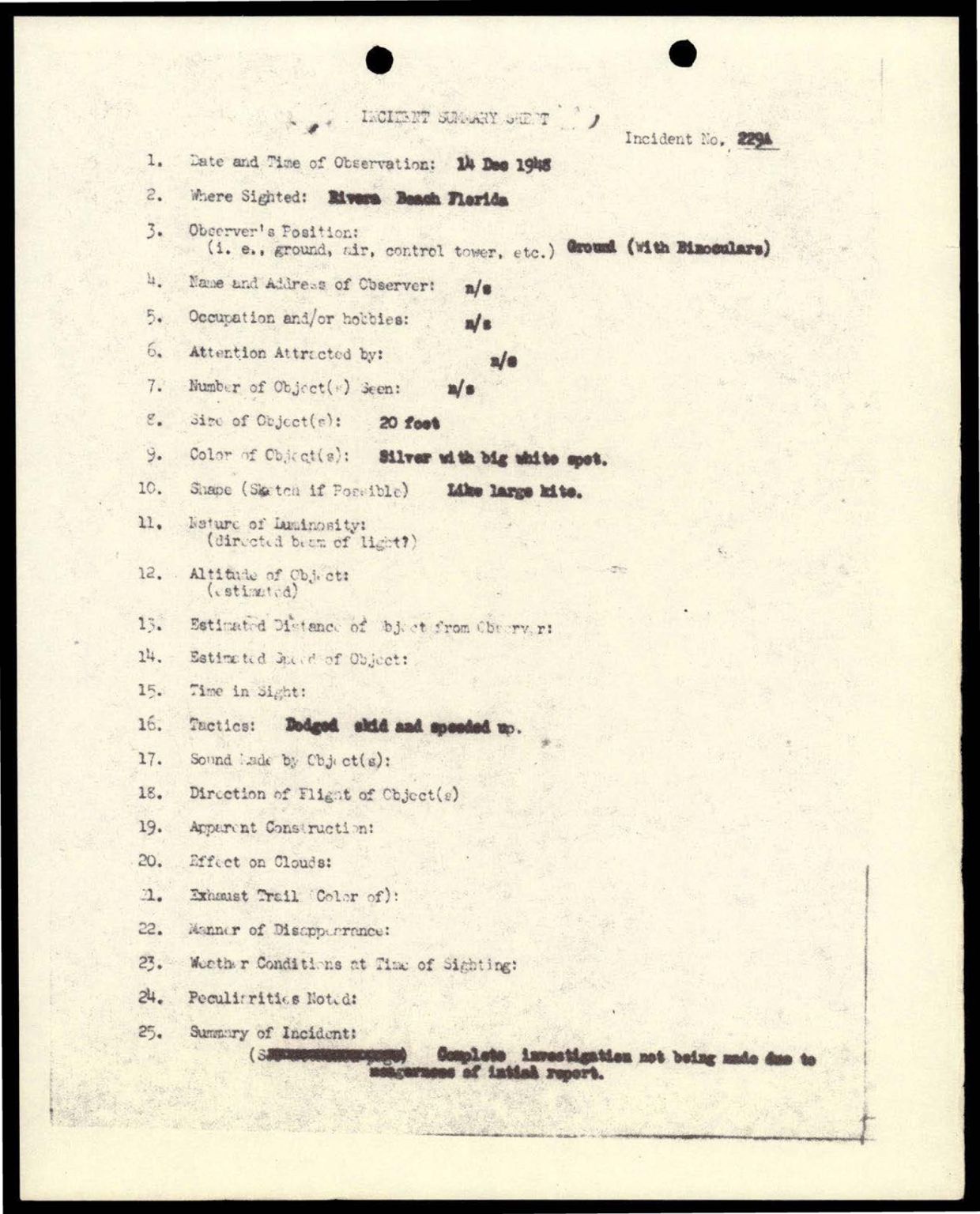 38 143685 box7 Incident Summaries 173-233 — page 132