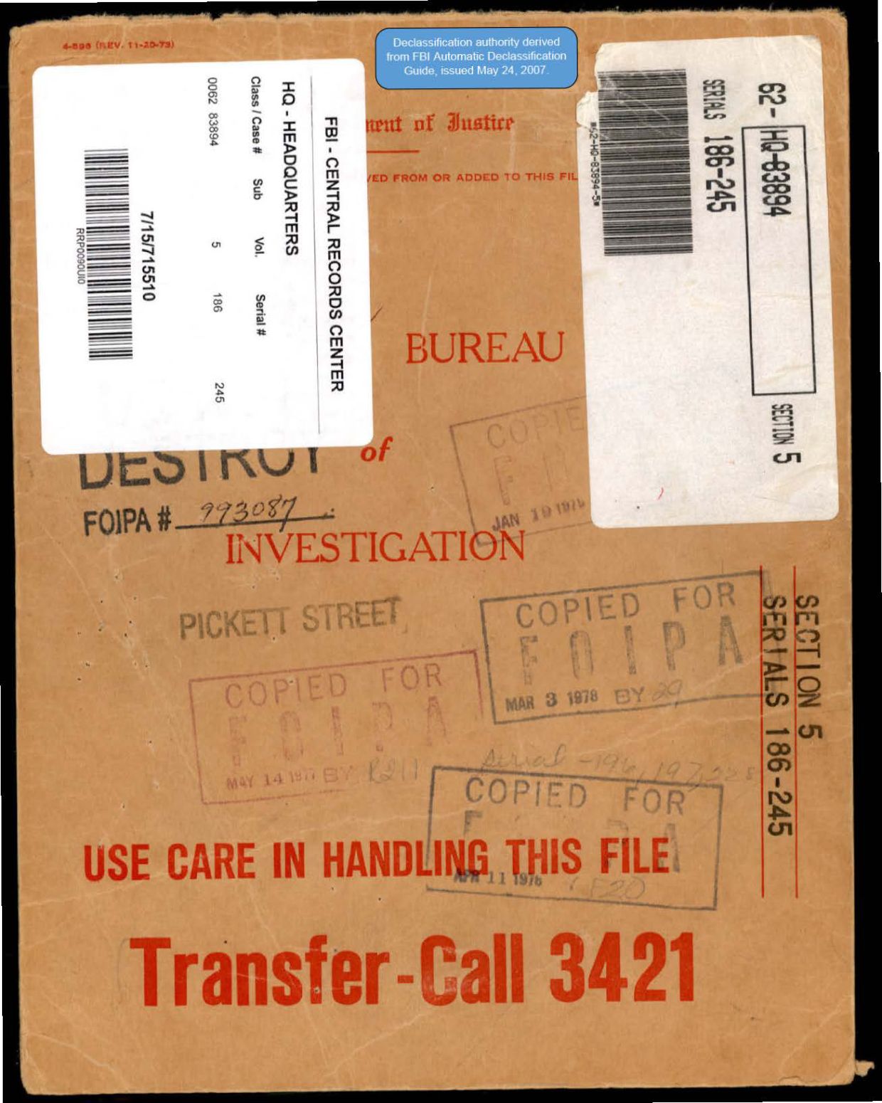 65 HS1-834228961 62-HQ-83894 Section 5 — page 1
