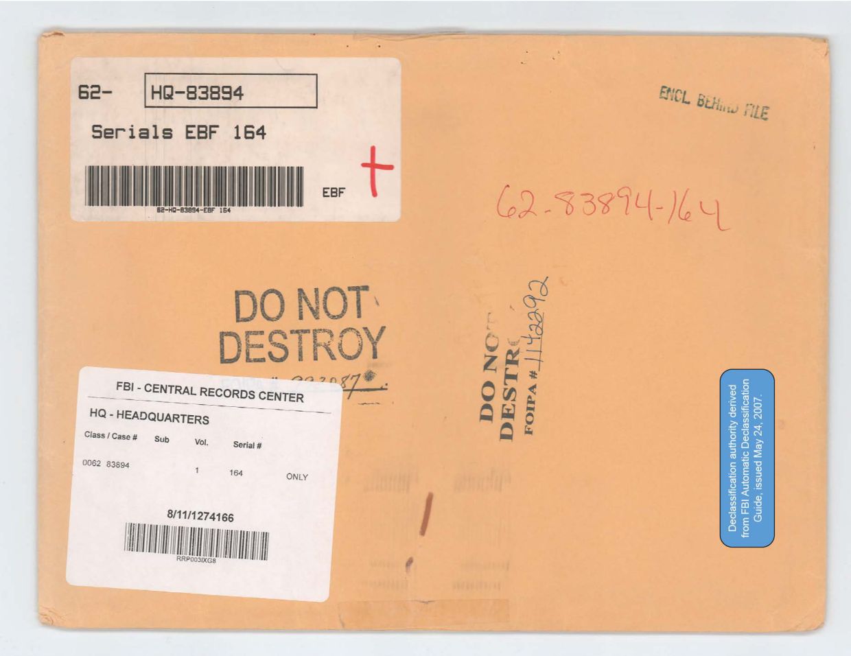 65 HS1-834228961 62-HQ-83894 Serial 164 — page 1