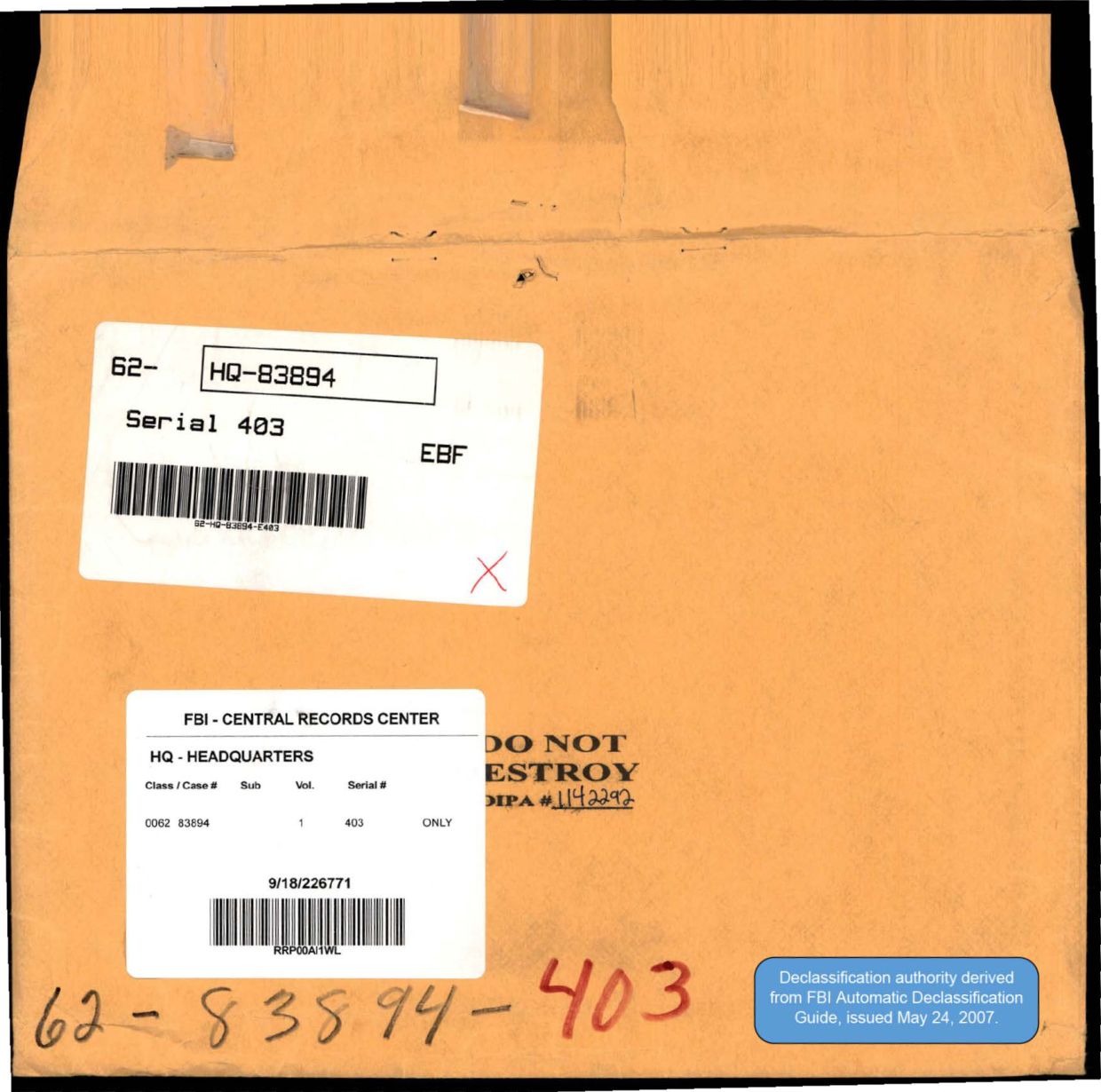 65 HS1-834228961 62-HQ-83894 Serial 403 — page 1
