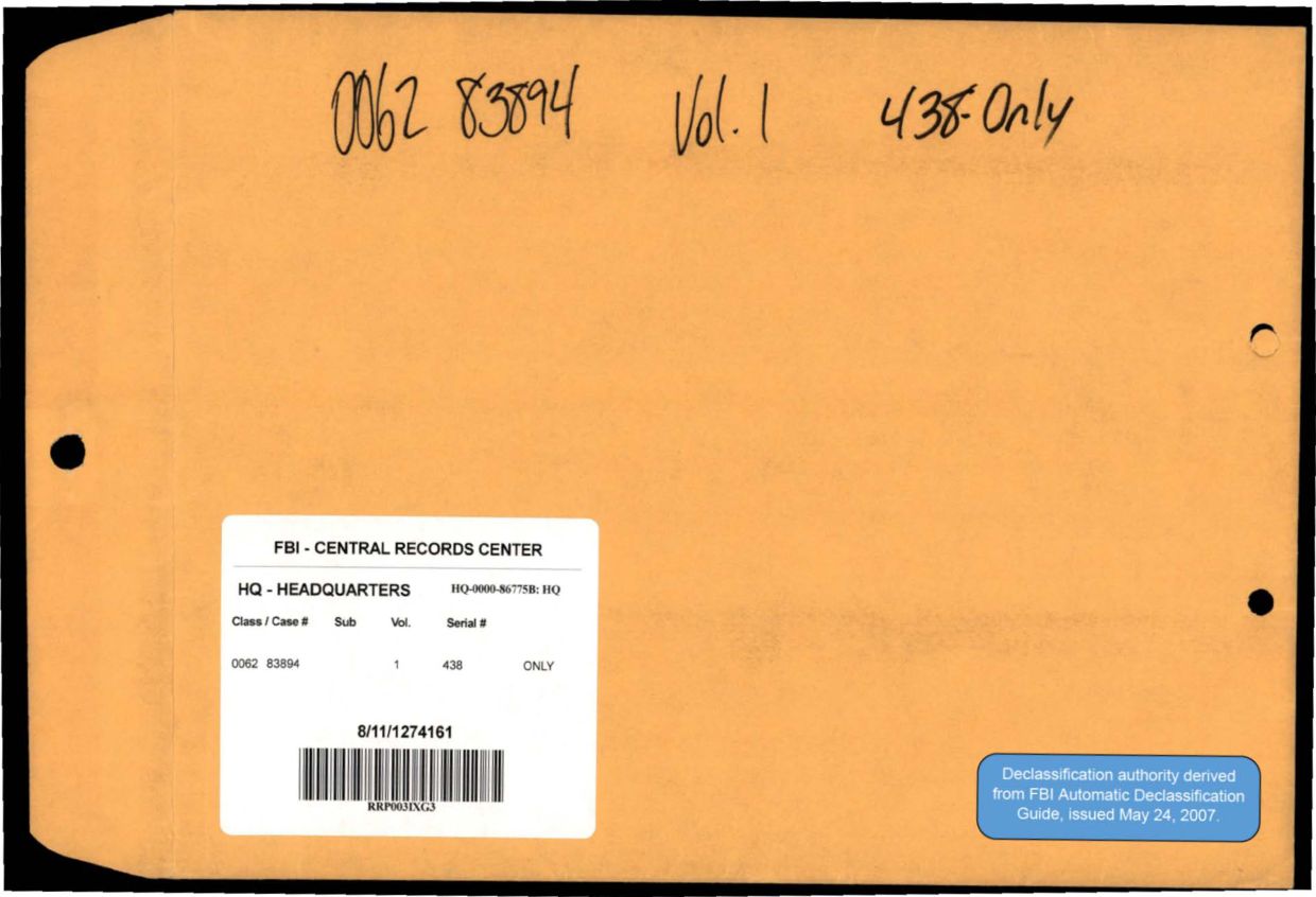65 HS1-834228961 62-HQ-83894 Serial 438 — page 1