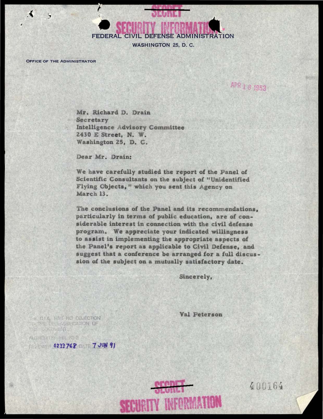 CIA-UAP-002 Scientific-Advisory-Panel-on-Unidentified-Flying-Objects Report 1952-1953 — page 2