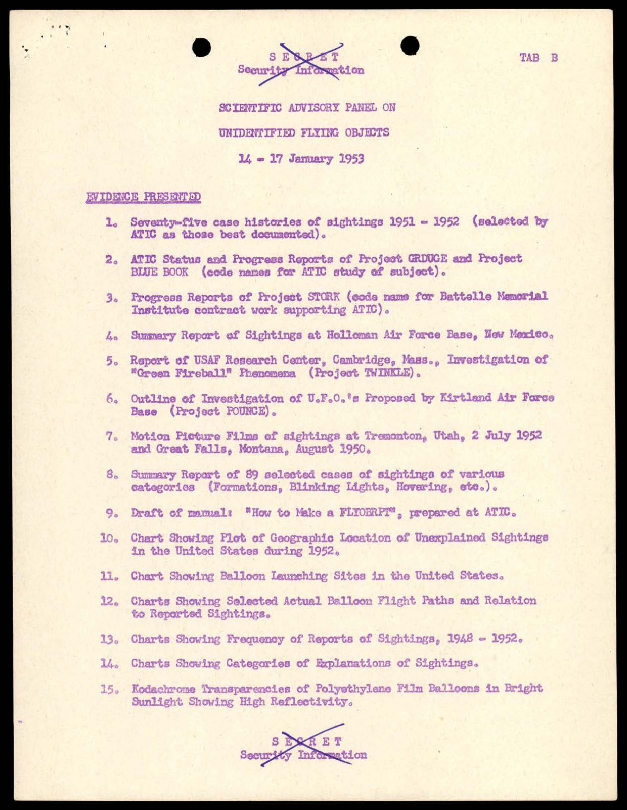 CIA-UAP-002 Scientific-Advisory-Panel-on-Unidentified-Flying-Objects Report 1952-1953 — page 10