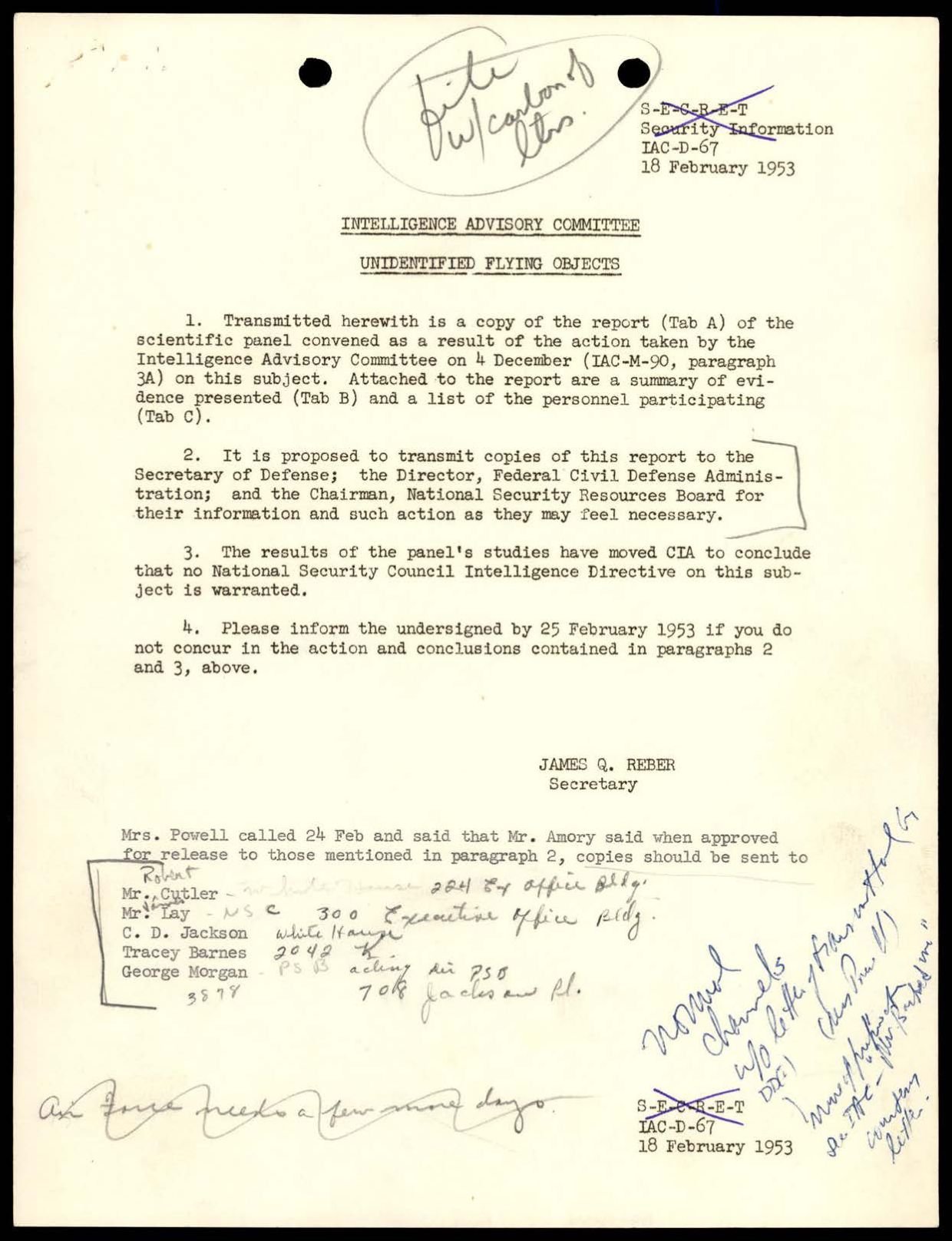 CIA-UAP-002 Scientific-Advisory-Panel-on-Unidentified-Flying-Objects Report 1952-1953 — page 14