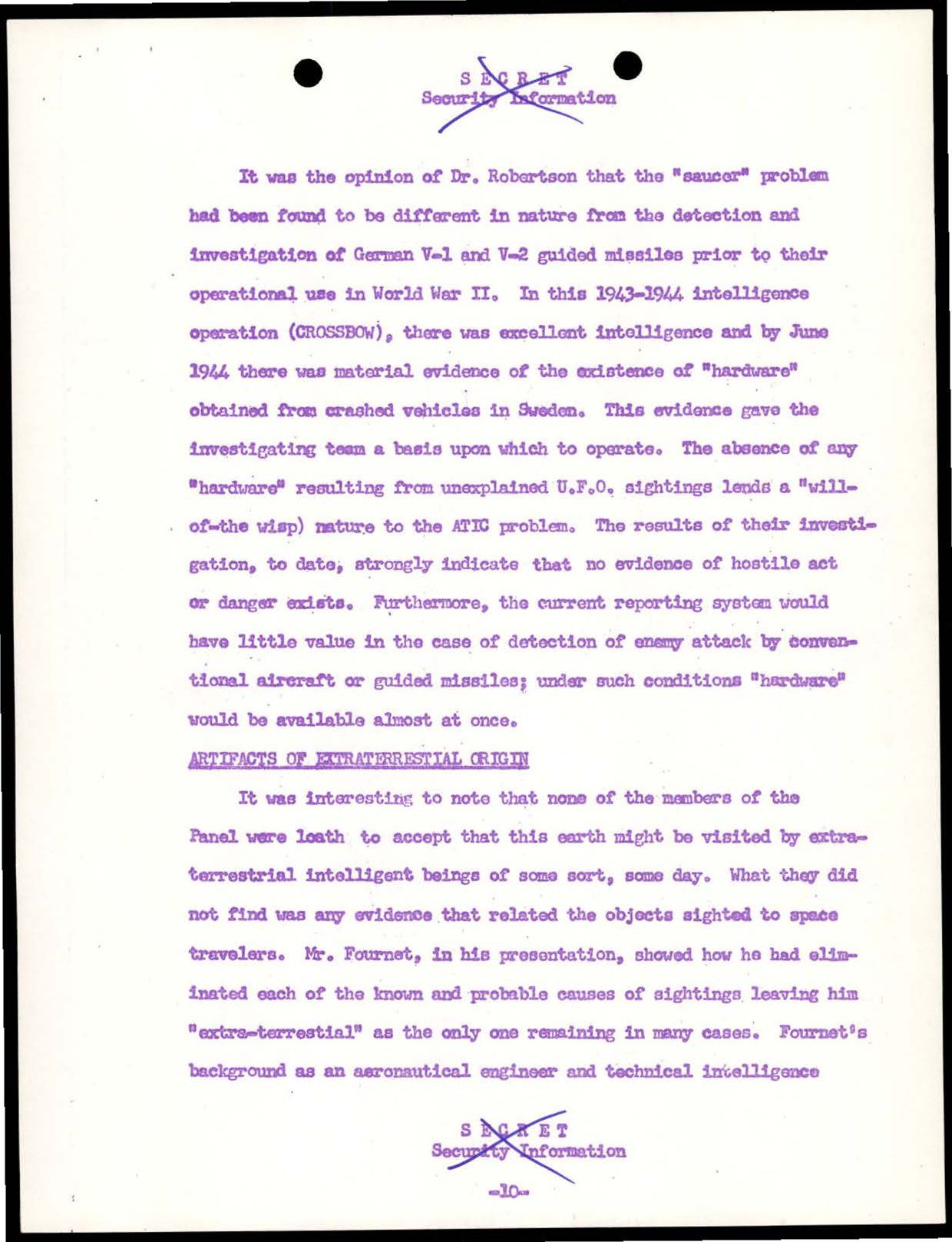 CIA-UAP-002 Scientific-Advisory-Panel-on-Unidentified-Flying-Objects Report 1952-1953 — page 20