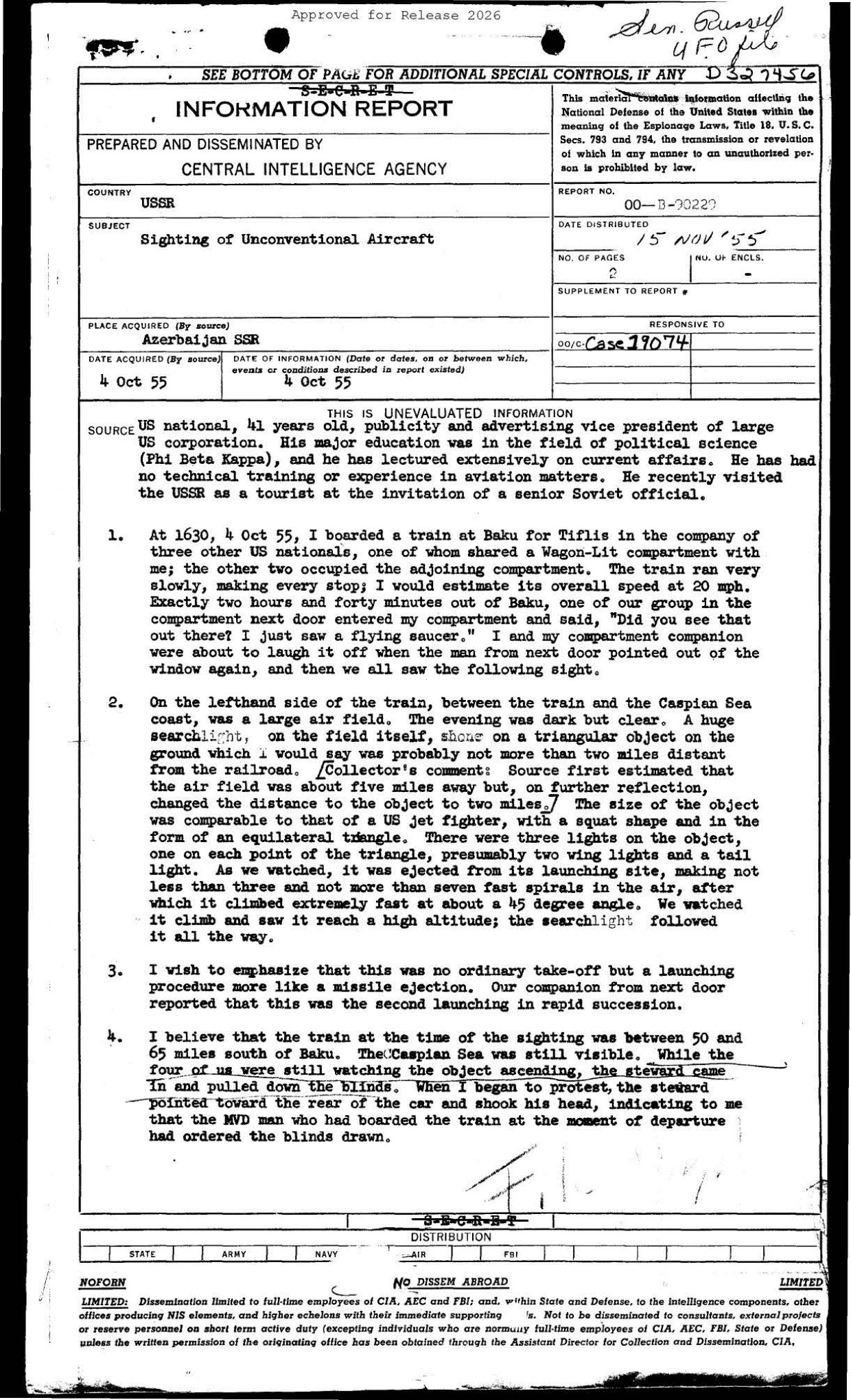 CIA-UAP-006 Sighting of Unconventional Aircraft — page 1