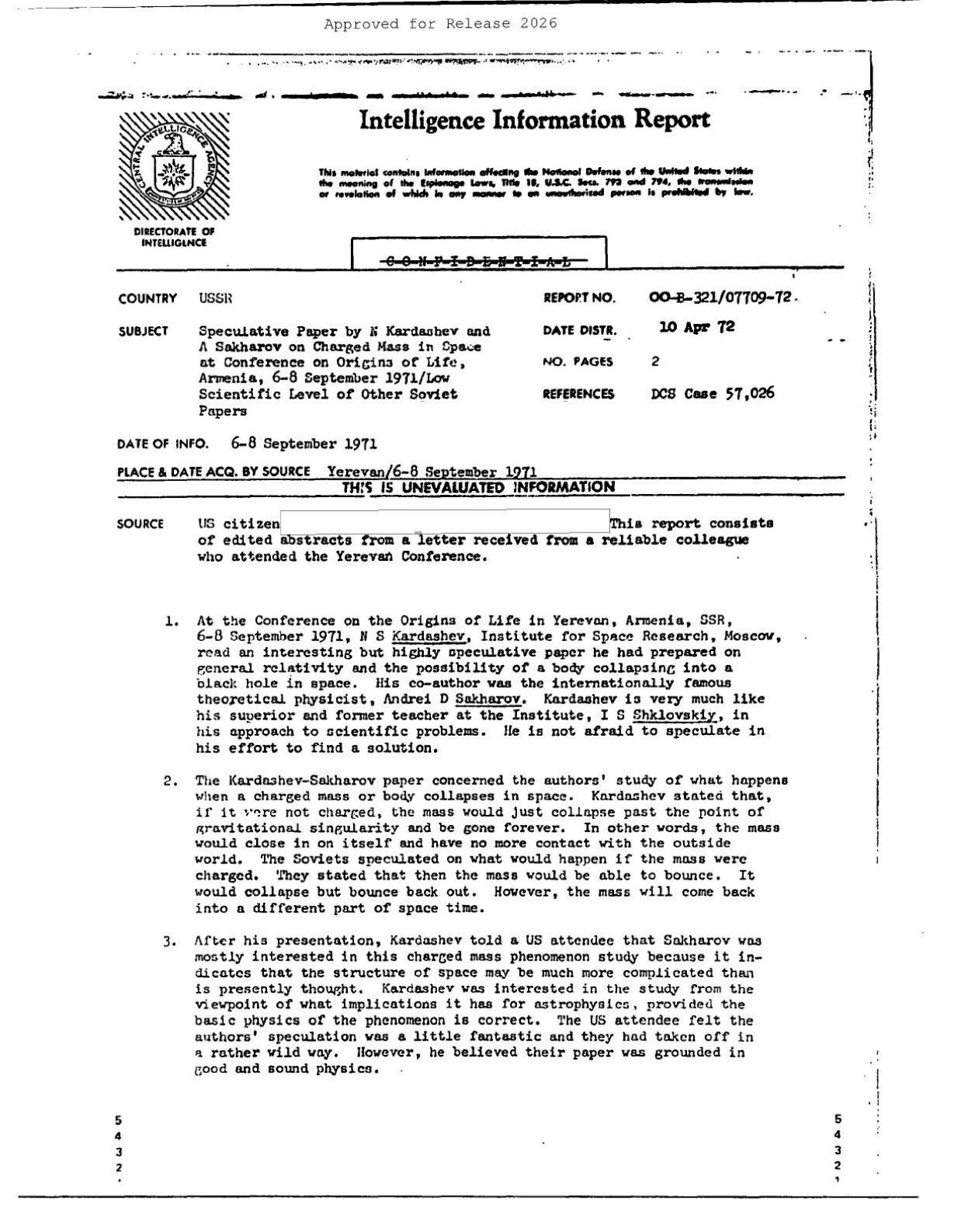 CIA-UAP-008 SPECULATIVE PAPER BY N KARDASHEV AND A SAKHAROV — page 1