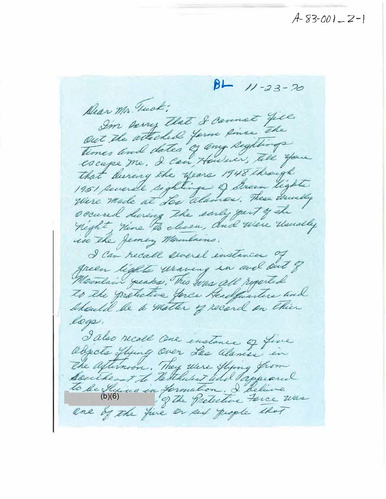 DOE-UAP-D002 JamesTuck Correspondence — page 1