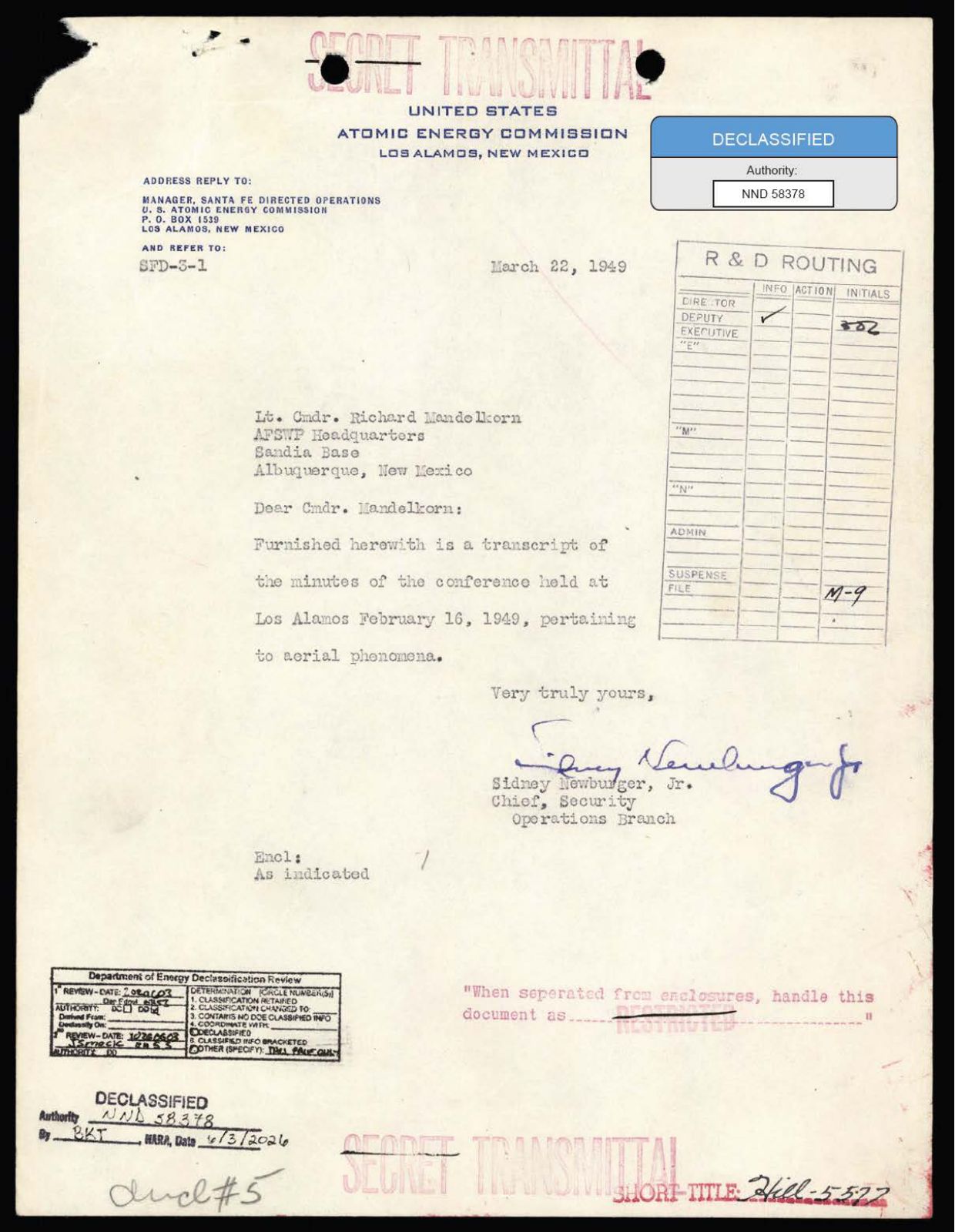 DOE-UAP-D004 Los-Alamos-Conference-on-Aerial-Phenomena 1949 — page 1