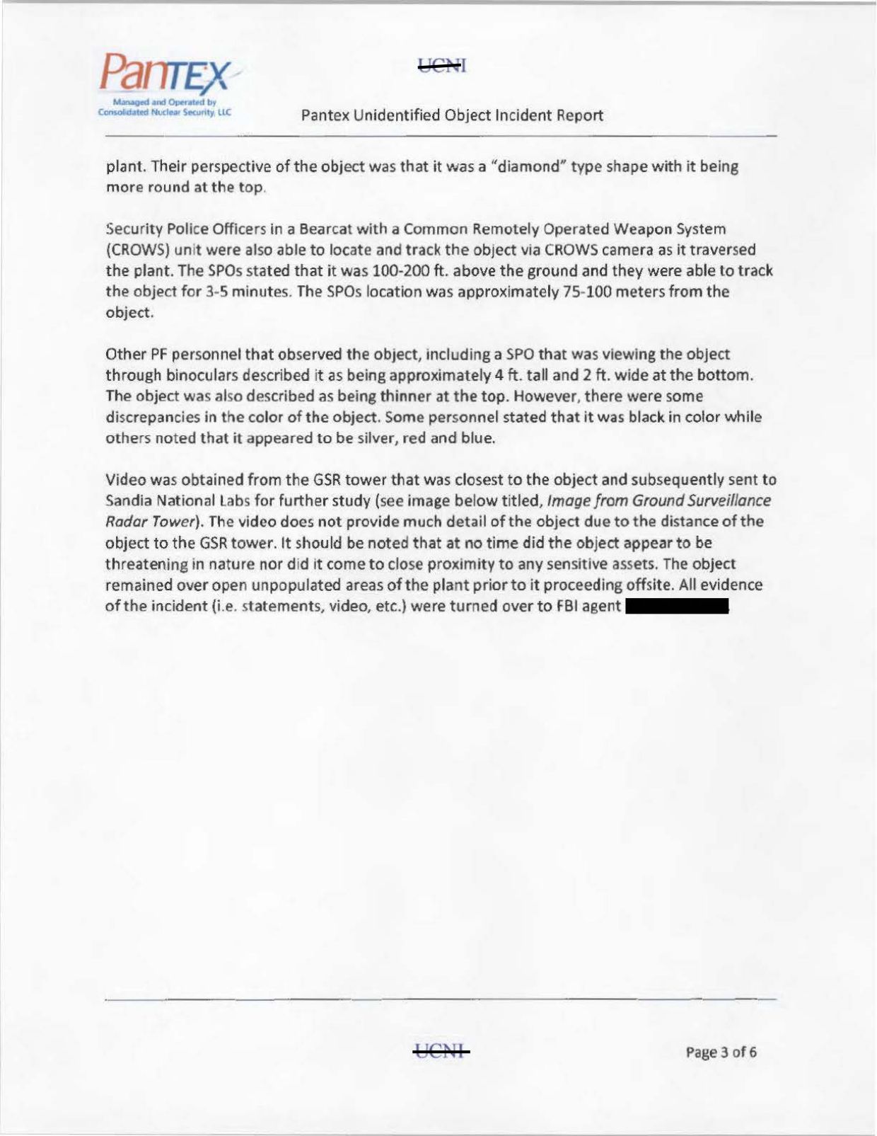 DOE-UAP-D005 Pantex-Unidentified-Object-Incident-Report 2015 — page 4