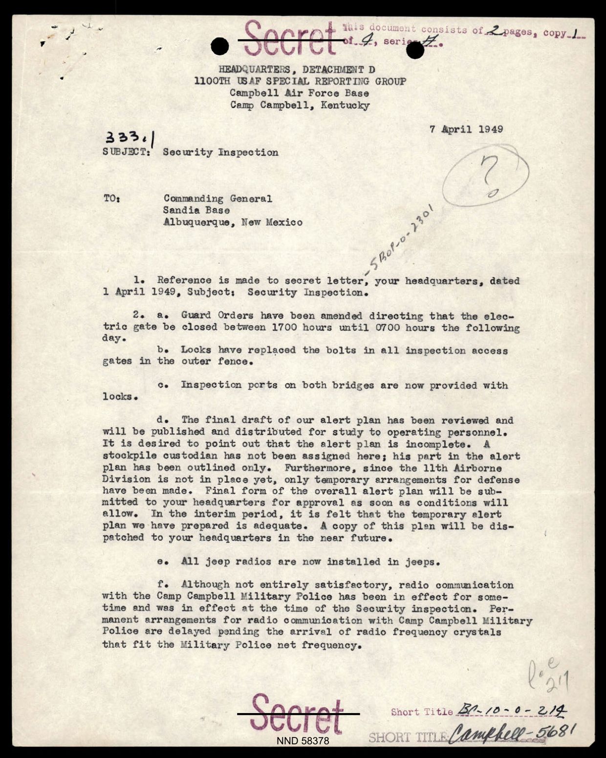 DOW-UAP-D017 General Correspondence Of Sandia — page 1