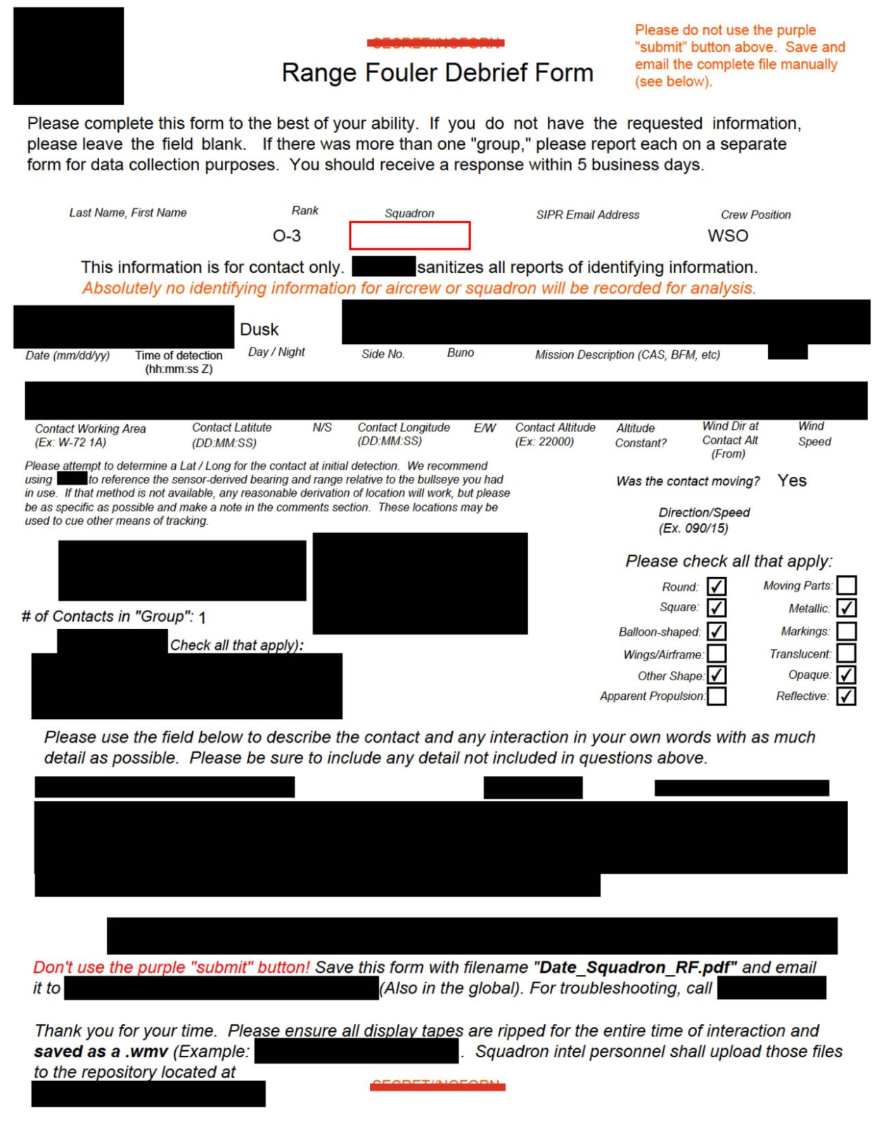 DOW-UAP-D091 Range-Fouler-Debrief Atlantic-Ocean 2020 — page 1