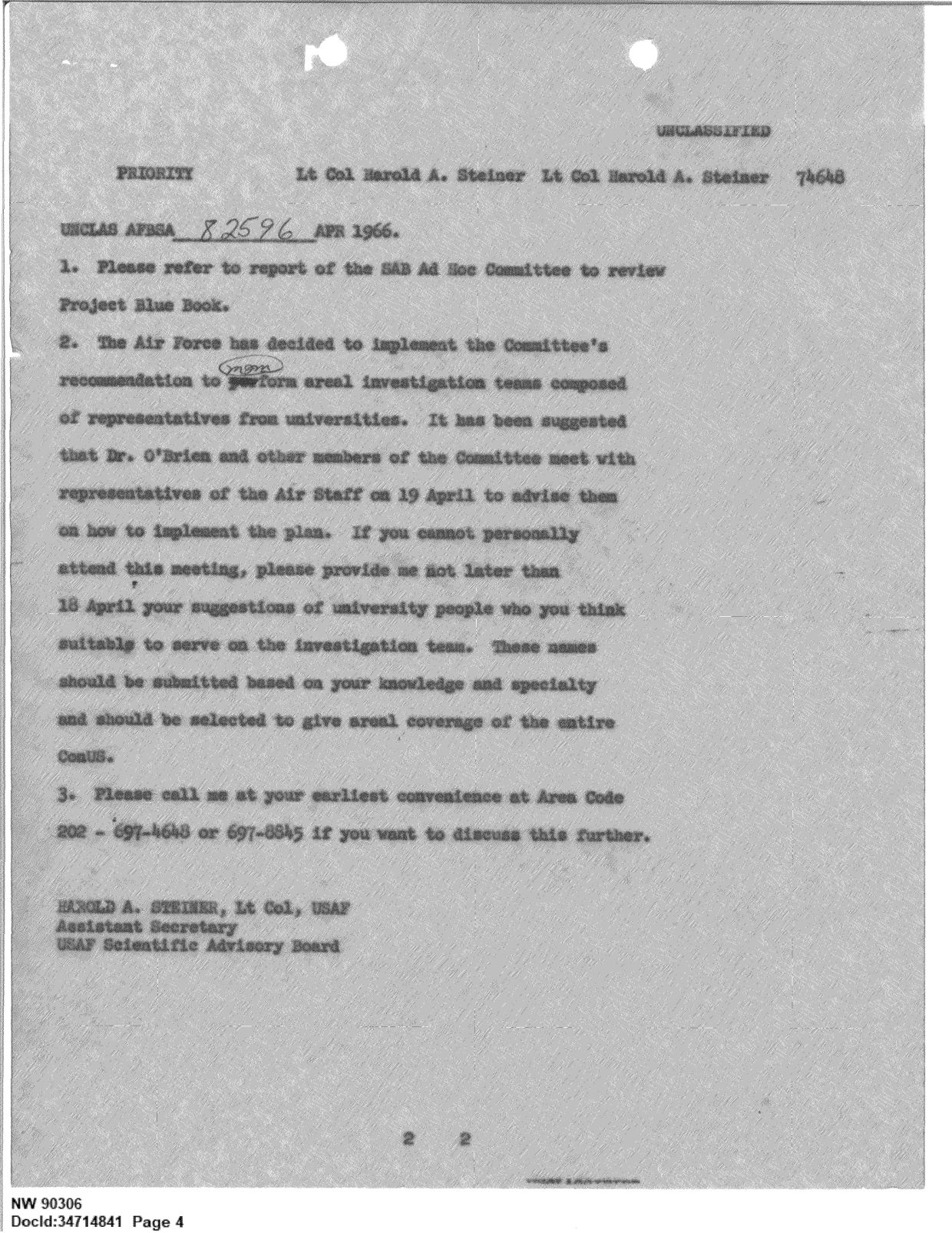 DOW-UAP-D092 DAF-Committee-to-Review-Project-Bluebook 1966-1967 — page 4