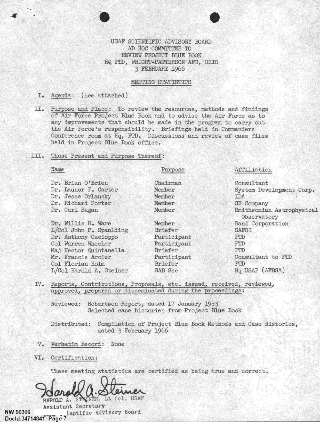 DOW-UAP-D092 DAF-Committee-to-Review-Project-Bluebook 1966-1967 — page 7