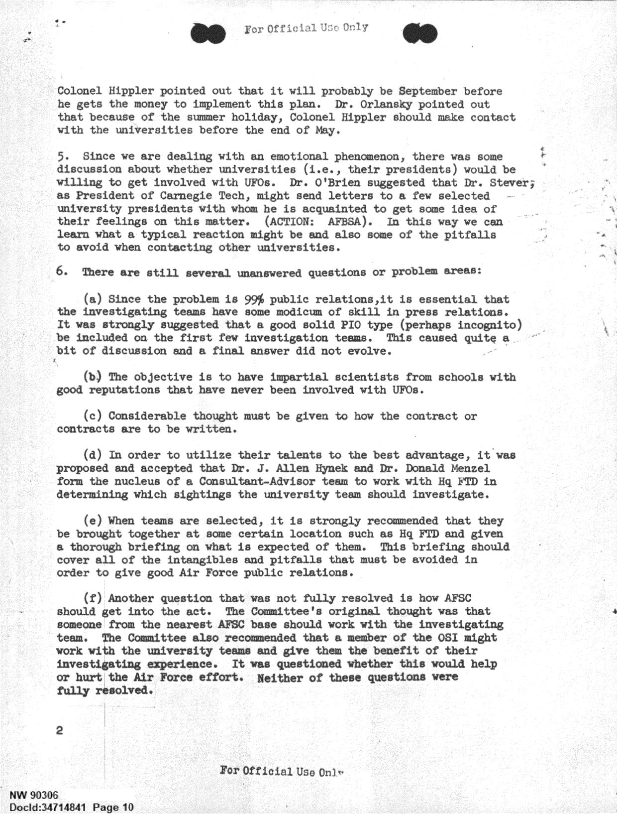 DOW-UAP-D092 DAF-Committee-to-Review-Project-Bluebook 1966-1967 — page 10