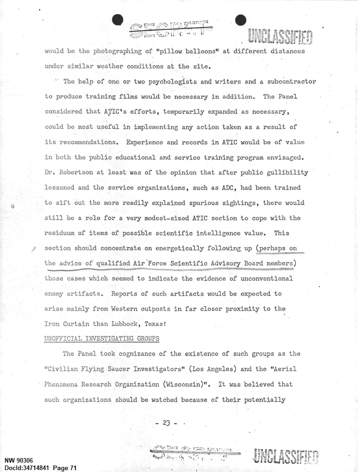 DOW-UAP-D092 DAF-Committee-to-Review-Project-Bluebook 1966-1967 — page 71