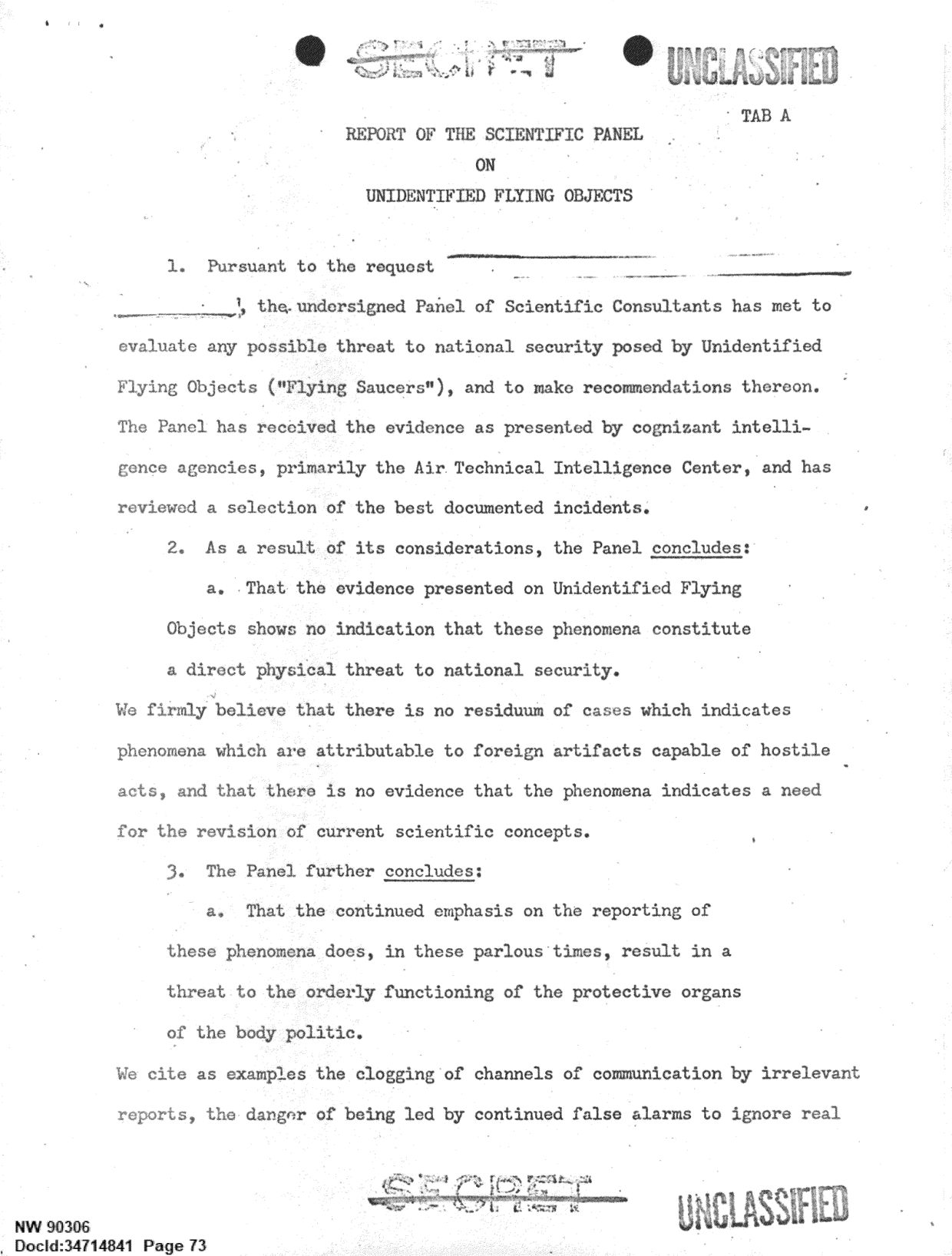 DOW-UAP-D092 DAF-Committee-to-Review-Project-Bluebook 1966-1967 — page 73