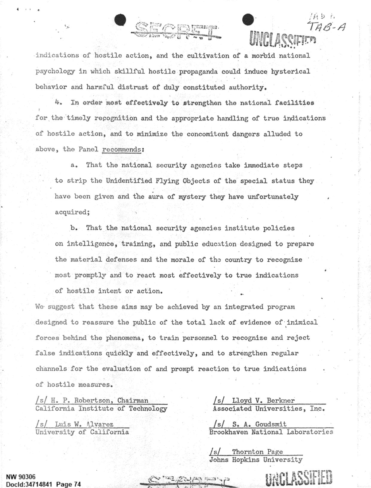 DOW-UAP-D092 DAF-Committee-to-Review-Project-Bluebook 1966-1967 — page 74