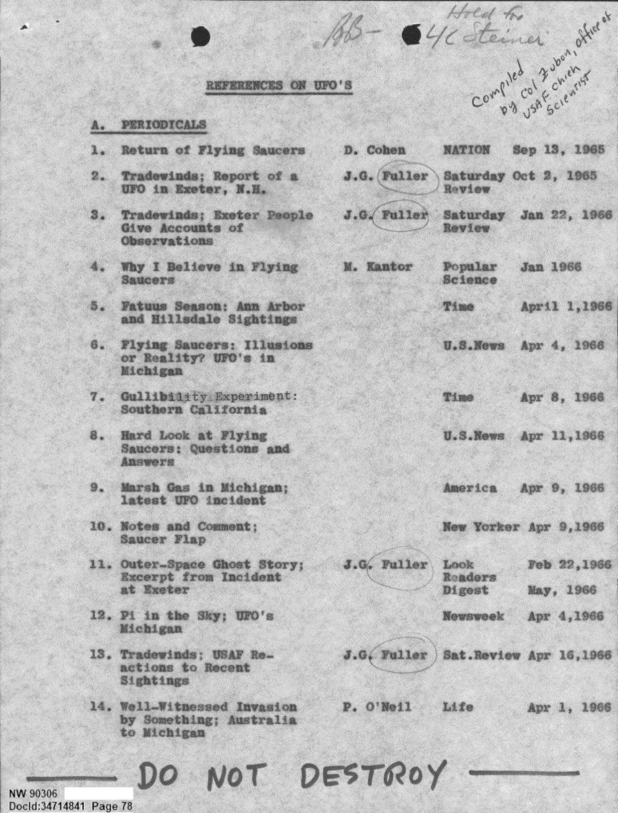 DOW-UAP-D092 DAF-Committee-to-Review-Project-Bluebook 1966-1967 — page 78