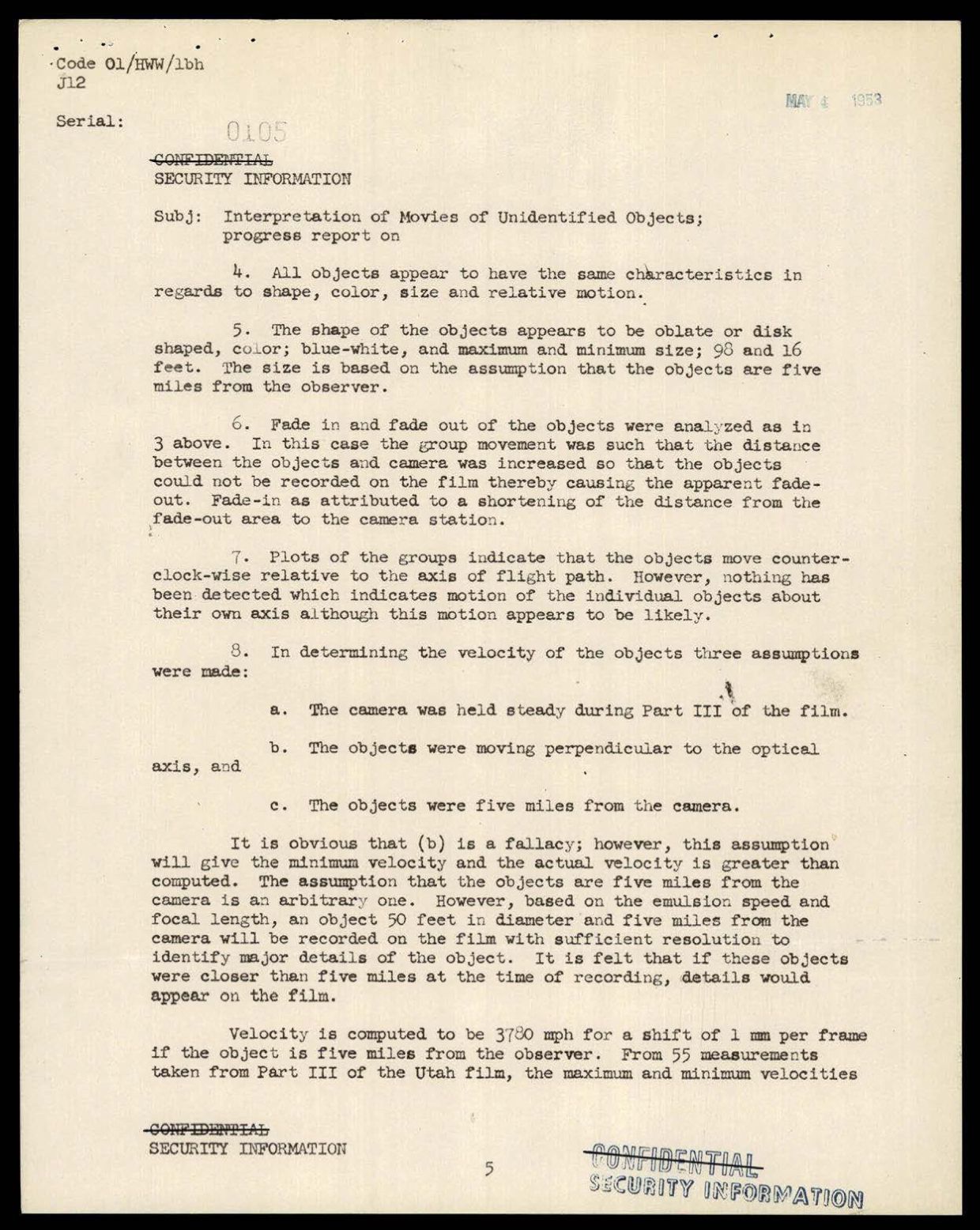 DOW-UAP-D098 Film-Analysis-of-Unidentified-Objects 1953 — page 7