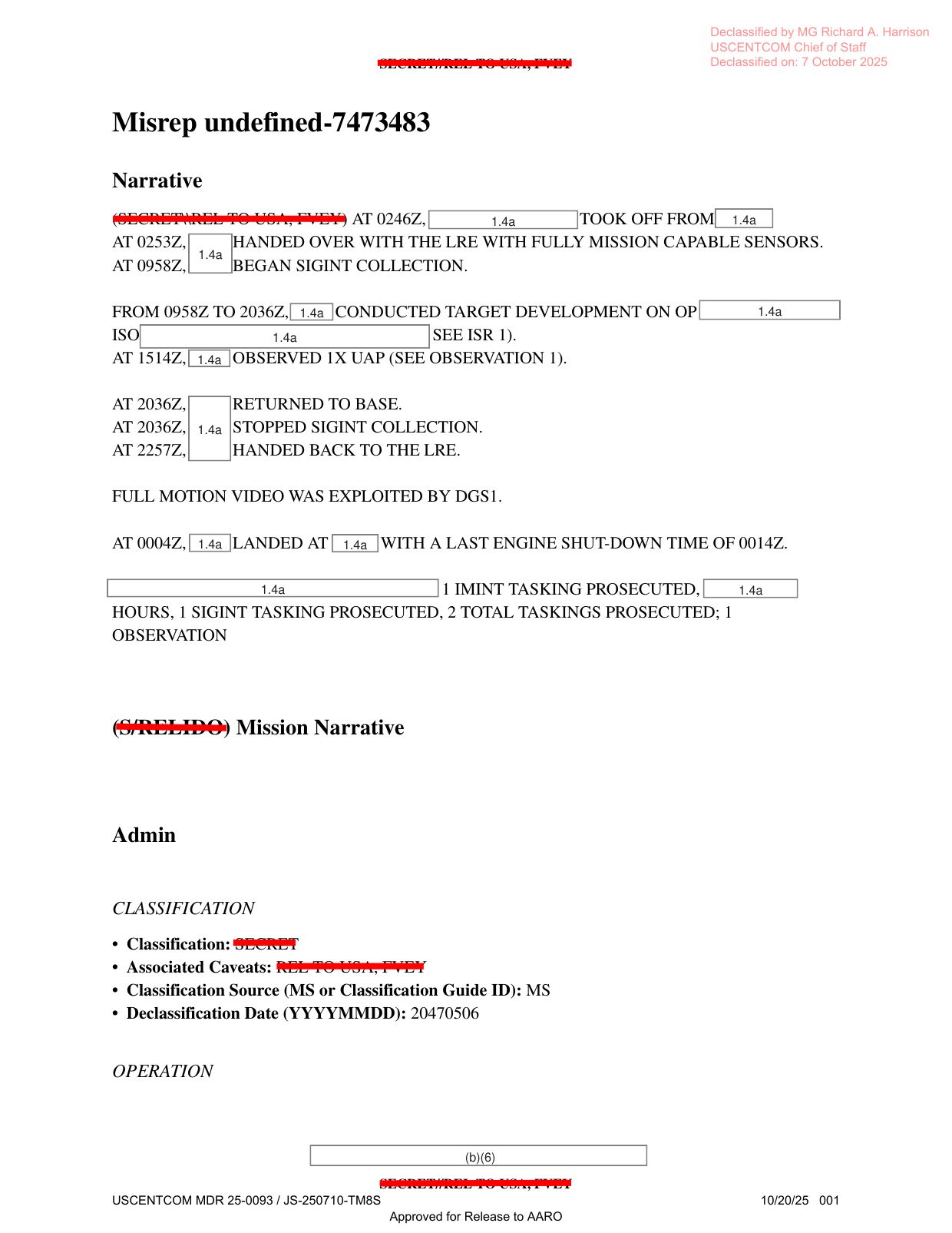 DOW-UAP-D10-Mission-Report-Middle-East-May-2022 — page 1