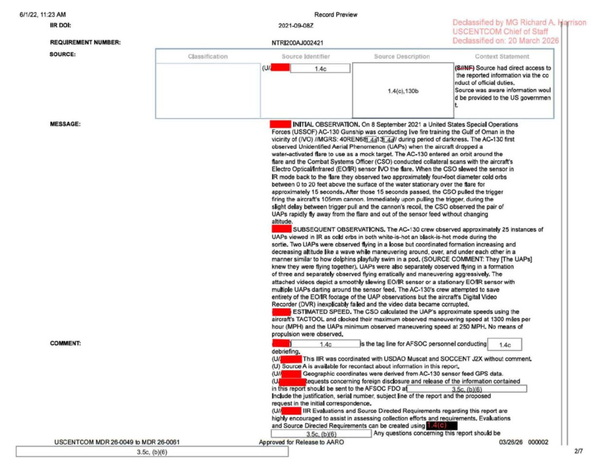 DOW-UAP-D101 IIR Unresolved-UAP-Report-Gulf-of-Oman 2021 — page 2
