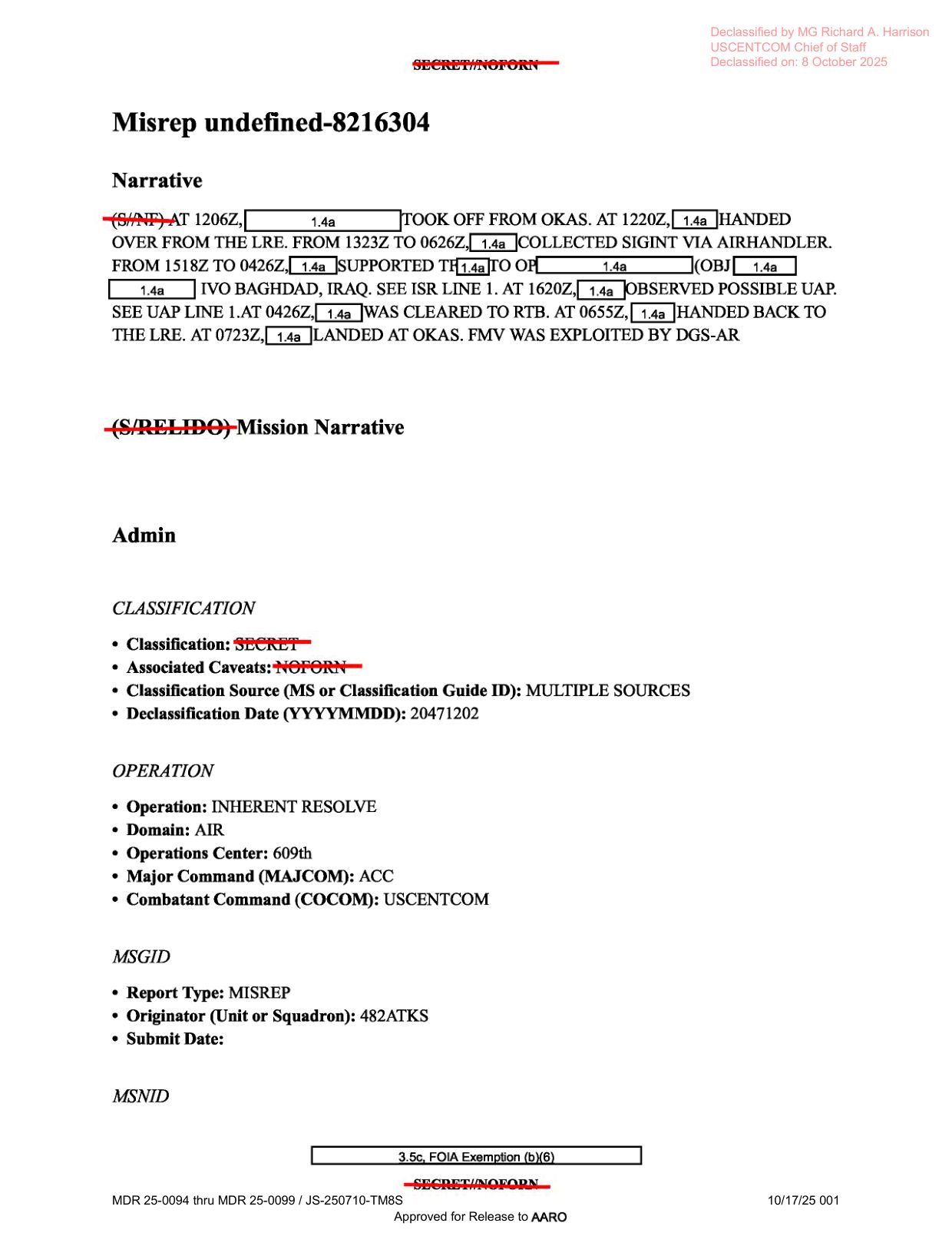 DOW-UAP-D18-Mission-Report-Iraq-December-2022 — page 1