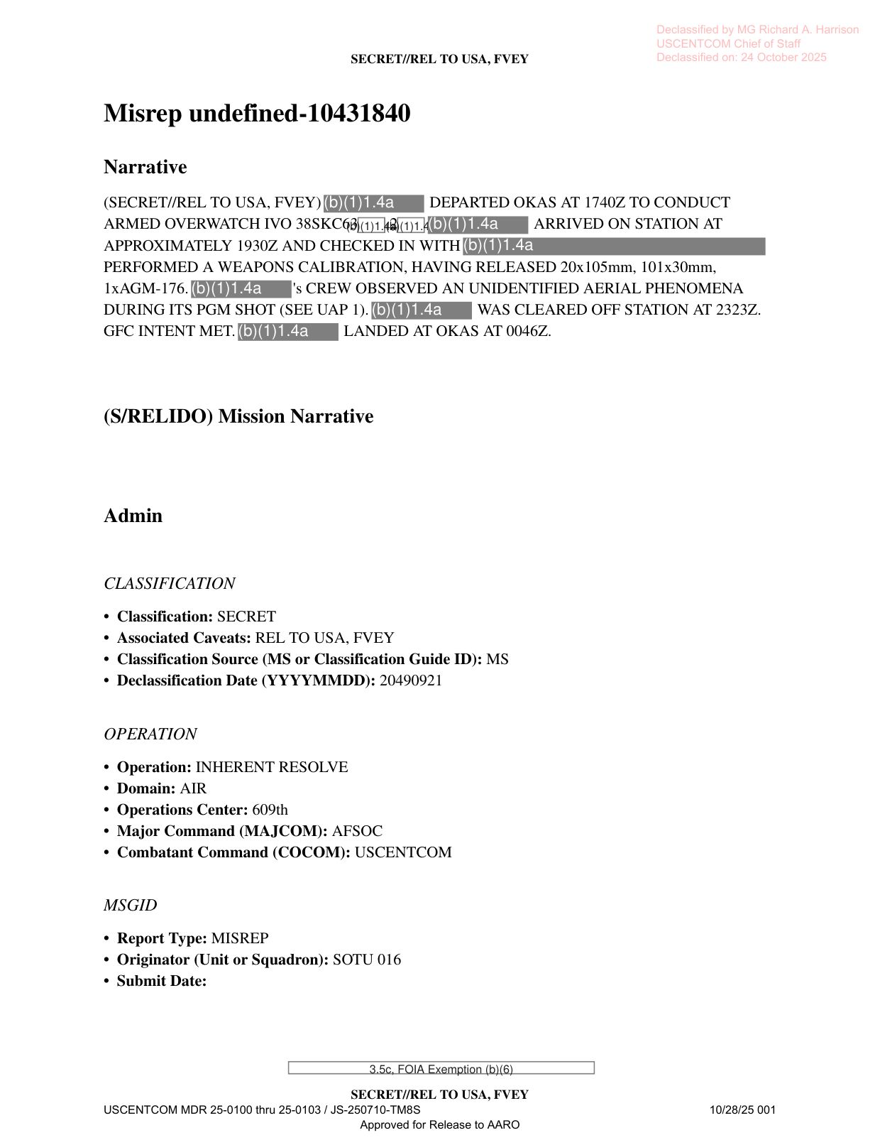 DOW-UAP-D28-Mission-Report-East-China-Sea-2024 — page 1