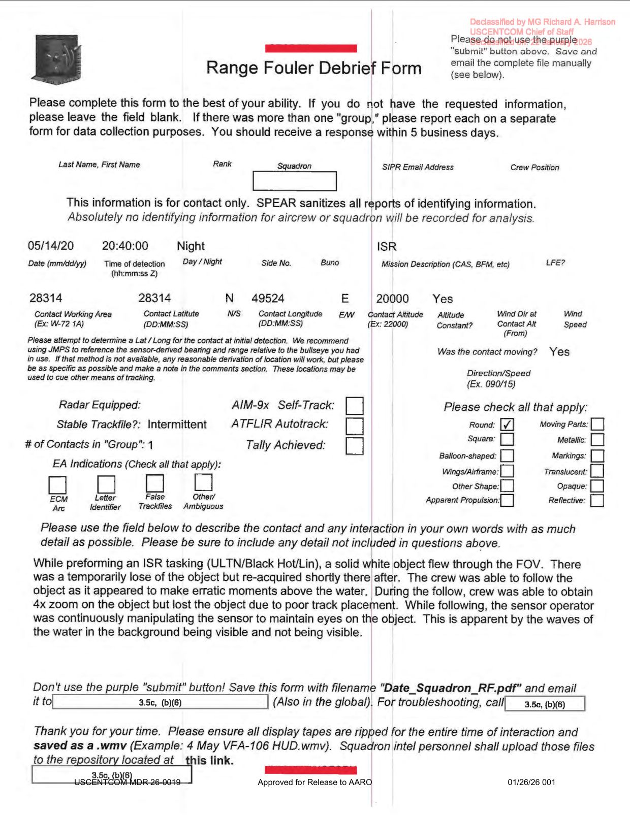 DOW-UAP-D38-Range-Fouler-Debrief-Middle-East-May-2020 — page 1
