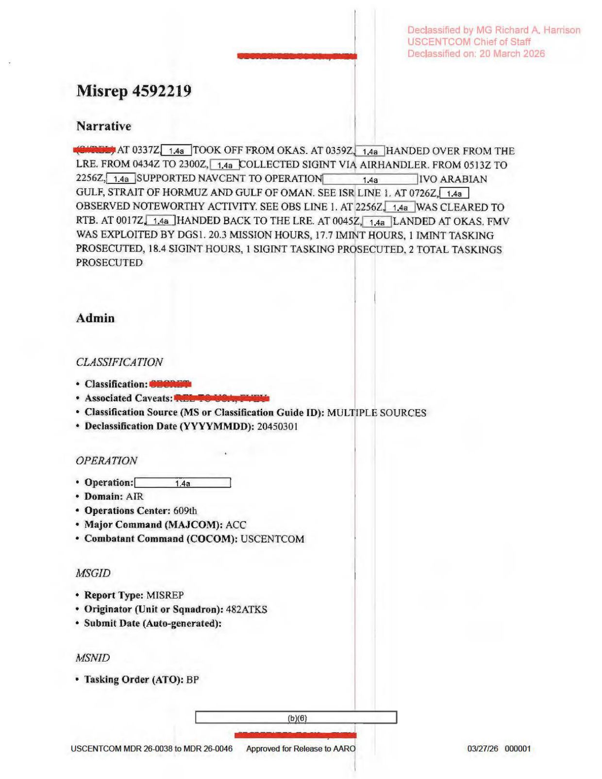DOW-UAP-D60-Mission-Report-Persian-Gulf-August-2020 — page 1