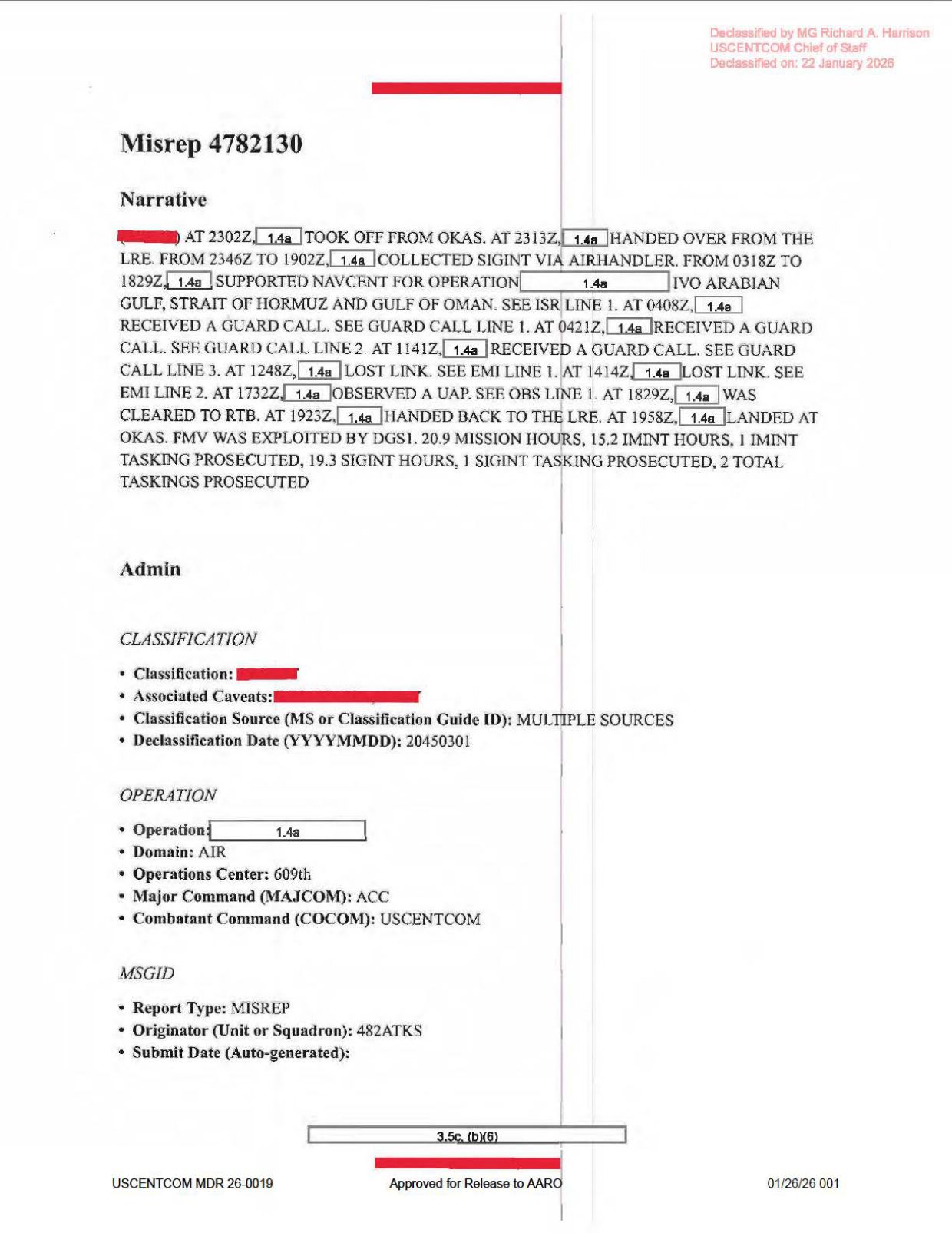 DOW-UAP-D62-Mission-Report-Strait-of-Hormuz-September-2020 — page 1