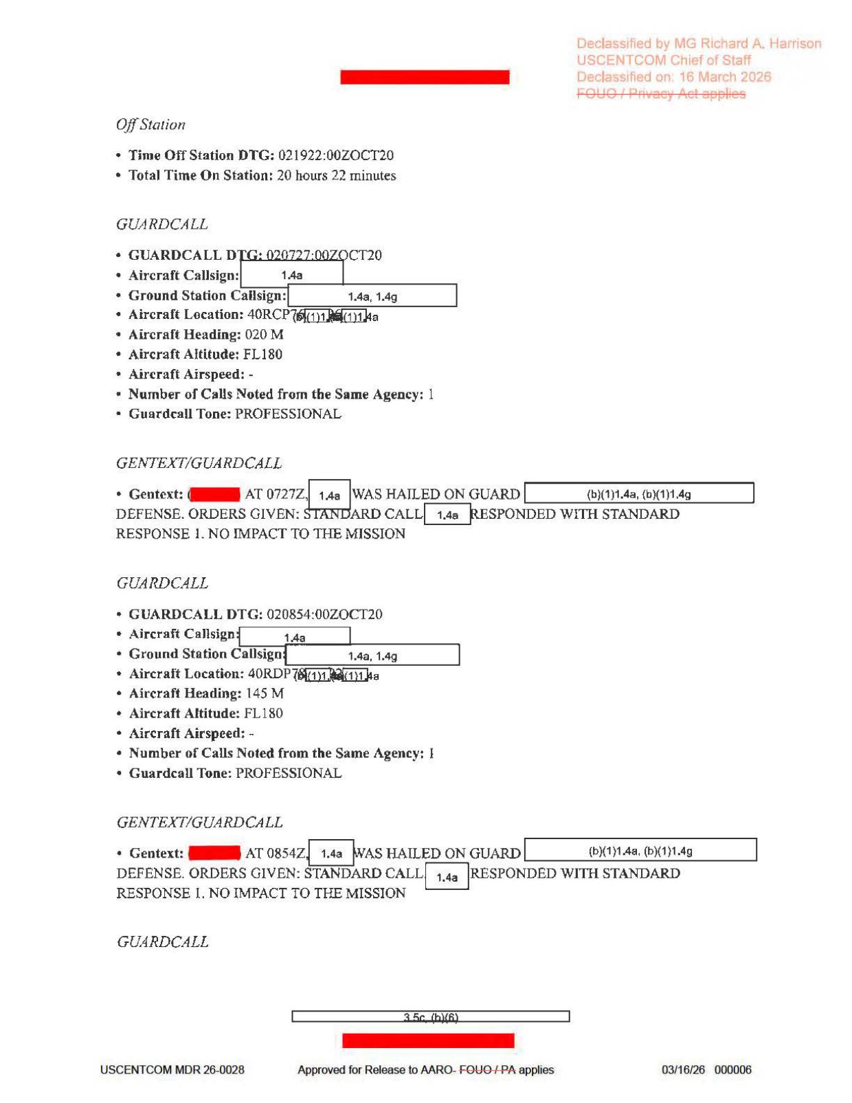 DOW-UAP-D63-Mission-Report-Strait-of-Hormuz-October-2020 — page 6