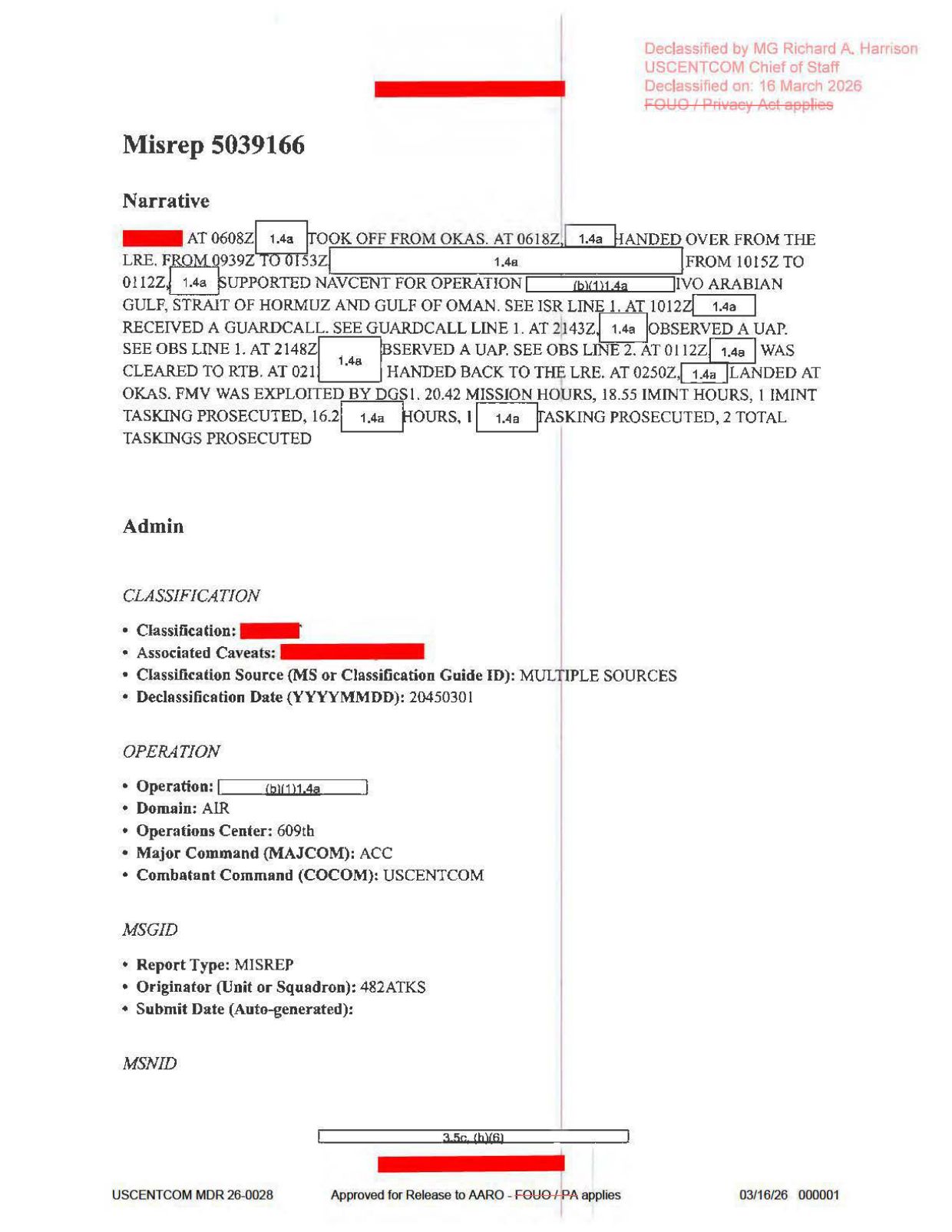DOW-UAP-D64-Mission-Report-Iran-November-2020 — page 1