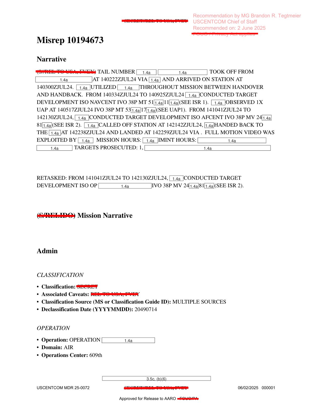 DOW-UAP-D75-Mission-Report-Gulf-of-Aden-July-2024 — page 1