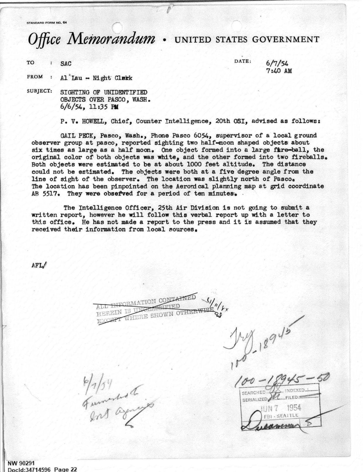 FBI-UAP-D013 WA-UFO-Investigation 1952-1960 — page 22