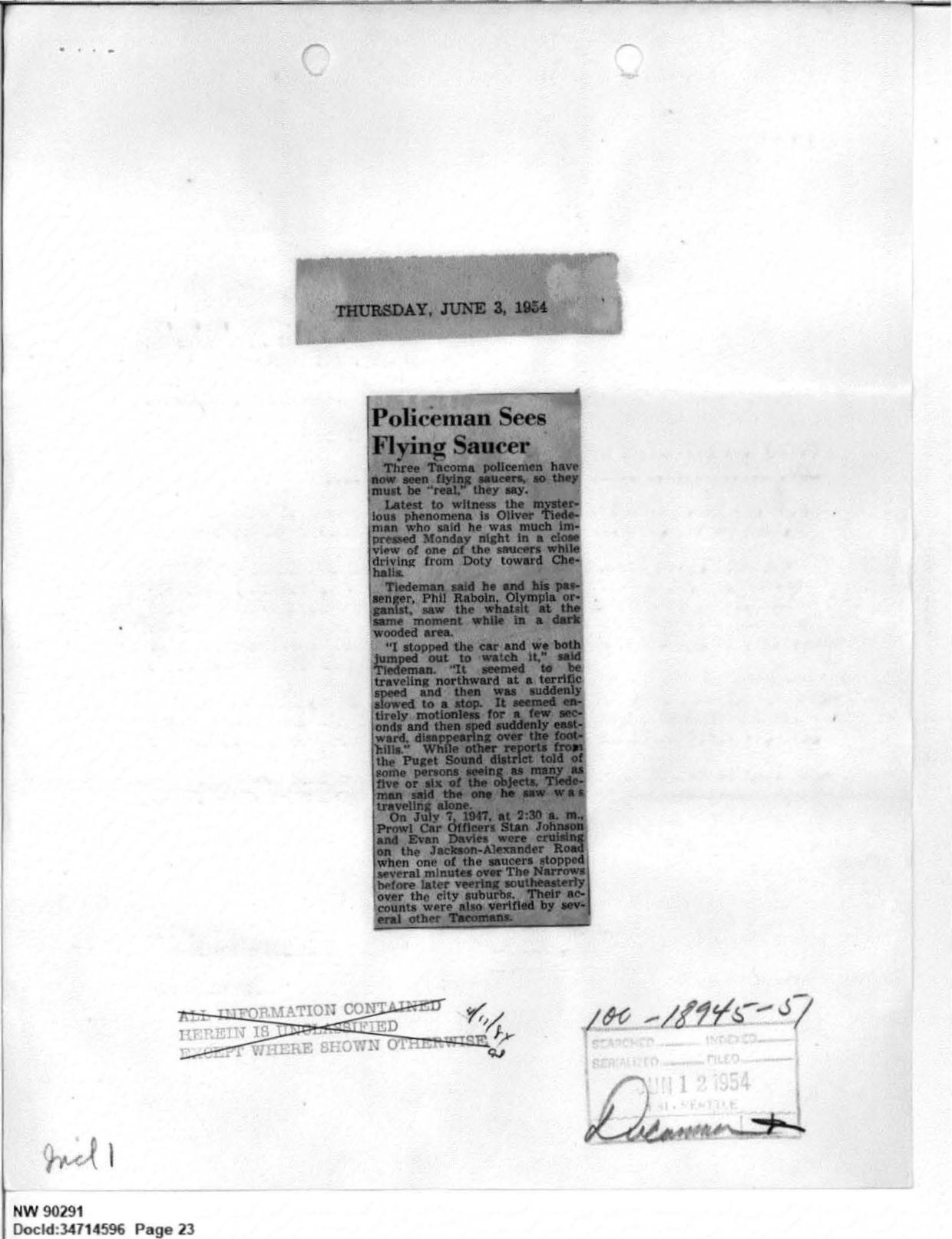 FBI-UAP-D013 WA-UFO-Investigation 1952-1960 — page 23