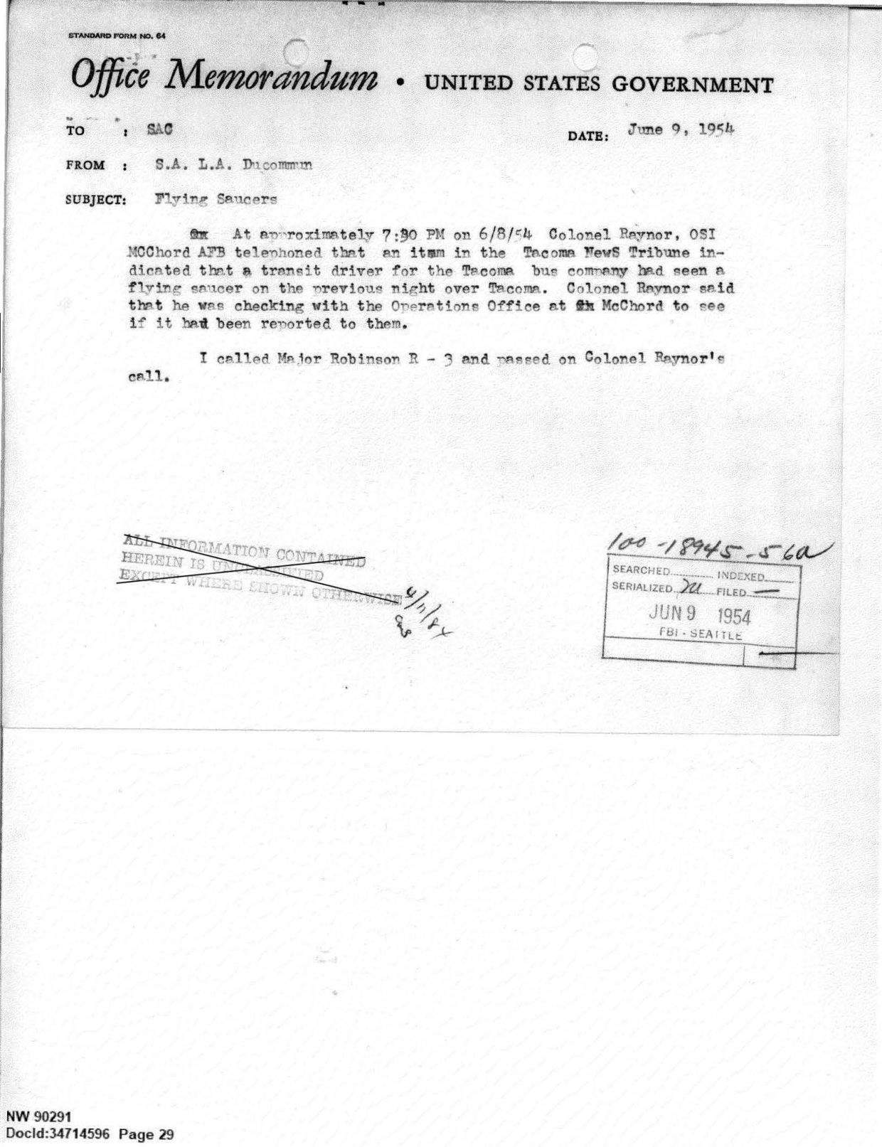 FBI-UAP-D013 WA-UFO-Investigation 1952-1960 — page 29