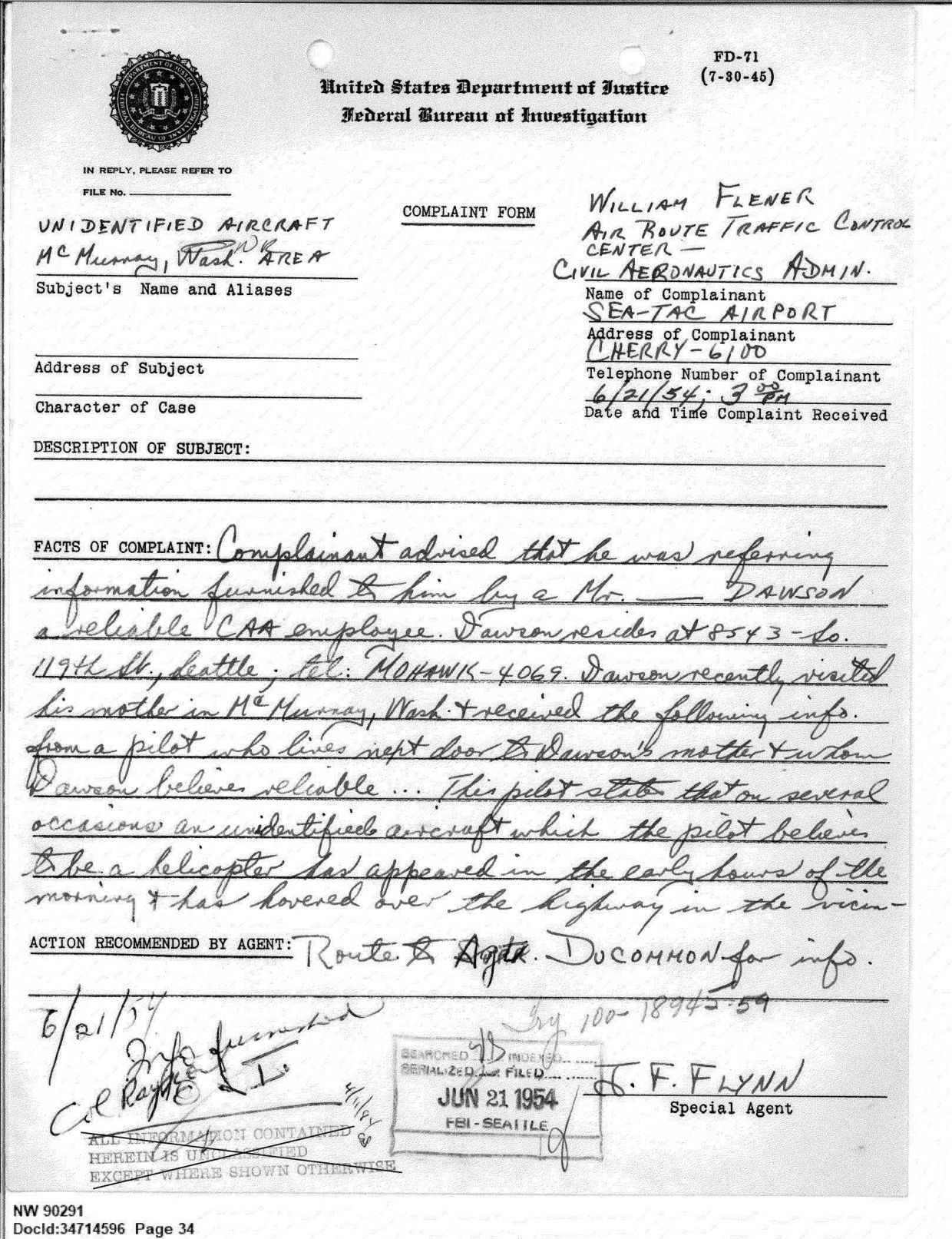 FBI-UAP-D013 WA-UFO-Investigation 1952-1960 — page 34