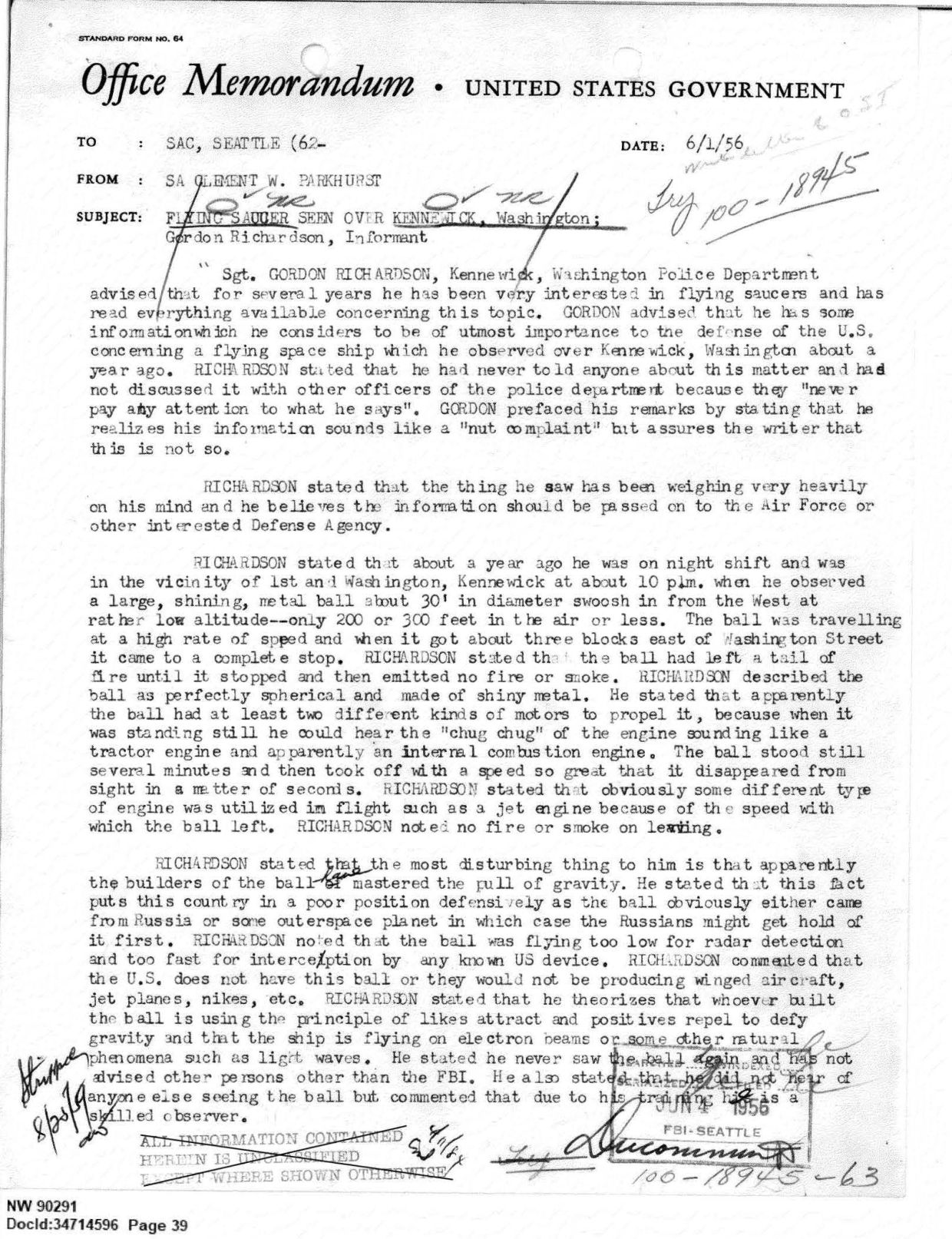 FBI-UAP-D013 WA-UFO-Investigation 1952-1960 — page 39