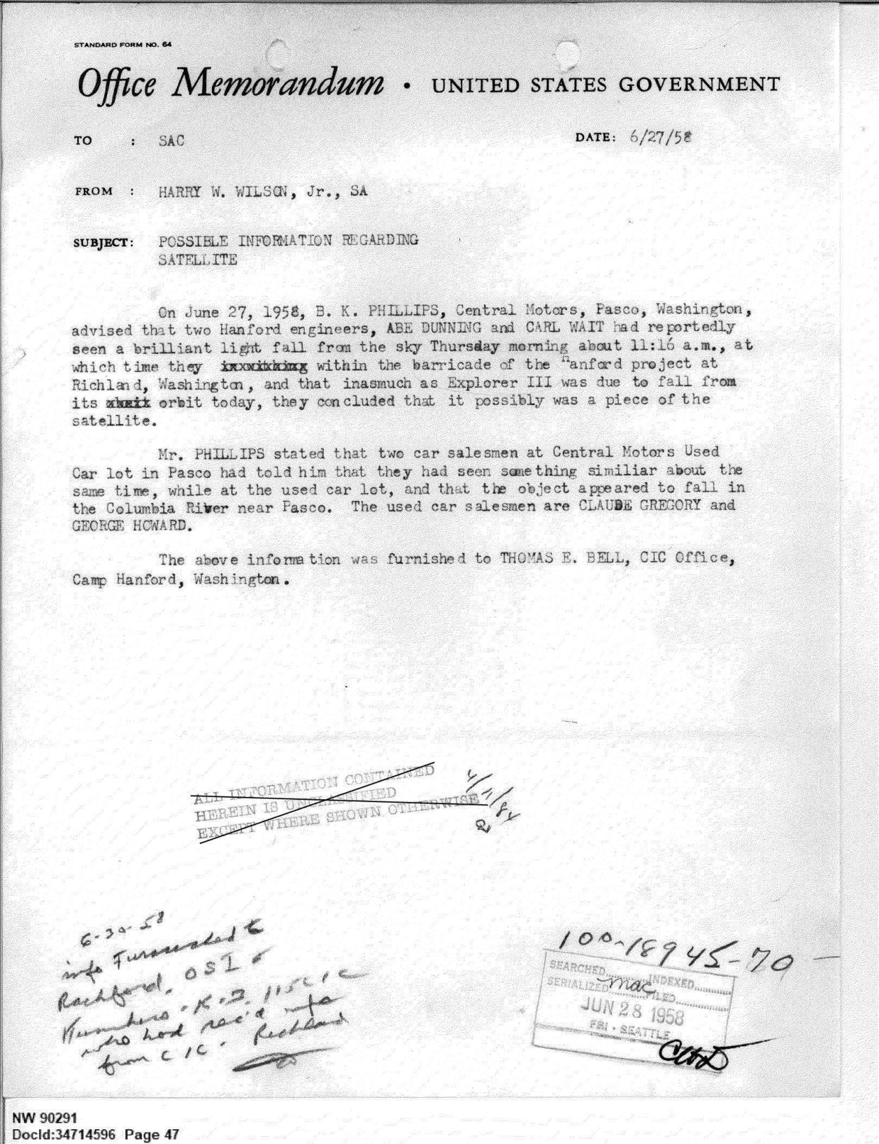 FBI-UAP-D013 WA-UFO-Investigation 1952-1960 — page 47