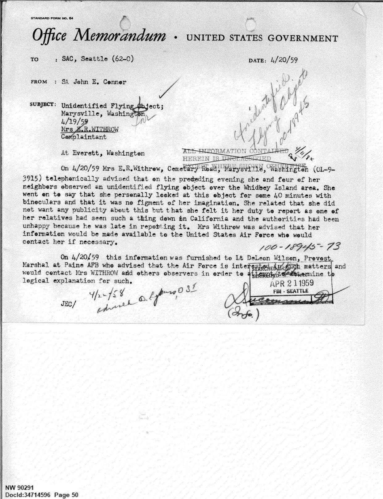 FBI-UAP-D013 WA-UFO-Investigation 1952-1960 — page 50
