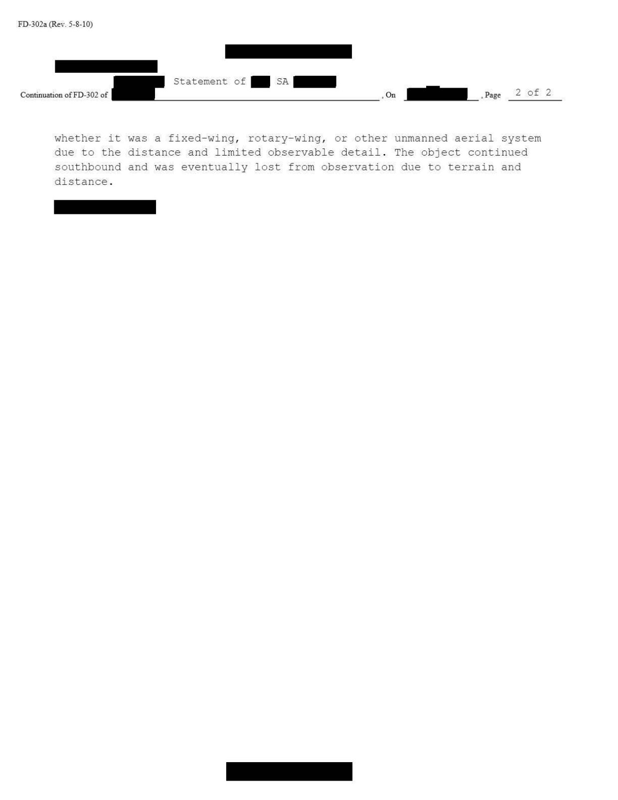 FBI-UAP-D033 FD-302 Thermally-Elevated-Aerial-Object 2026 — page 2