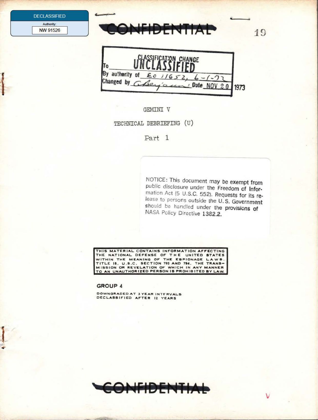 NASA-UAP-D019 Gemini-5-Technical-Debriefing Part1 1965 — page 1