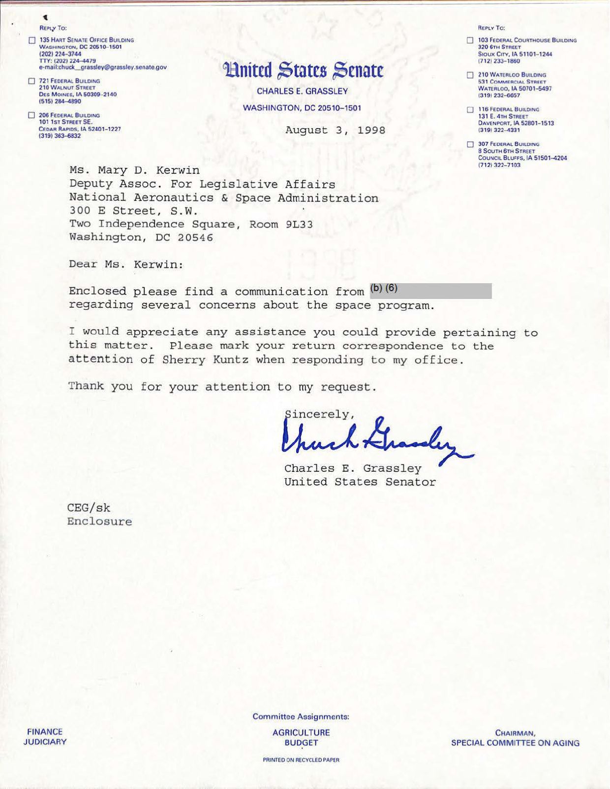 USG-UAP-D001 Congress-WhiteHouse-UFO-Correspondence 1998 — page 32