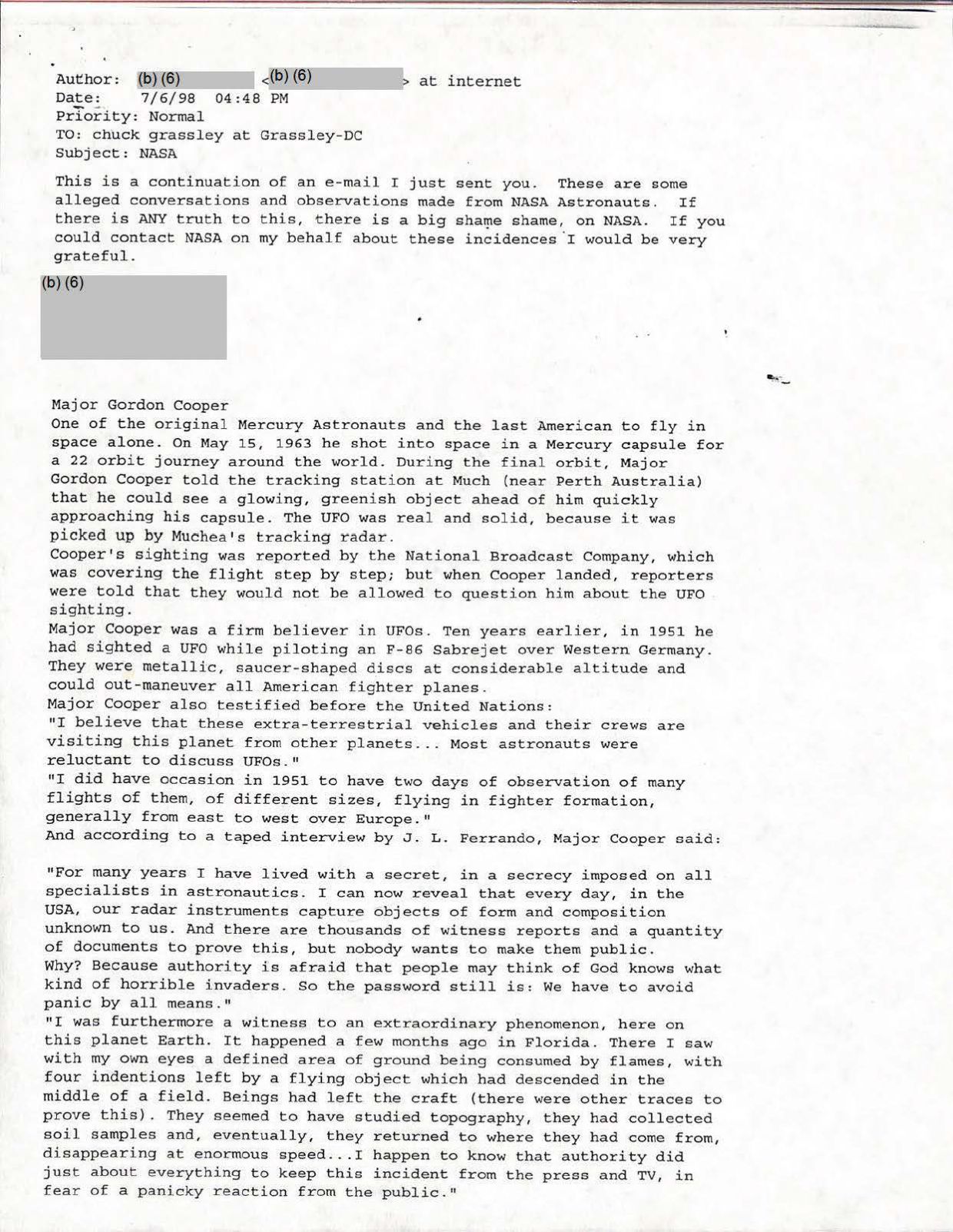 USG-UAP-D001 Congress-WhiteHouse-UFO-Correspondence 1998 — page 35